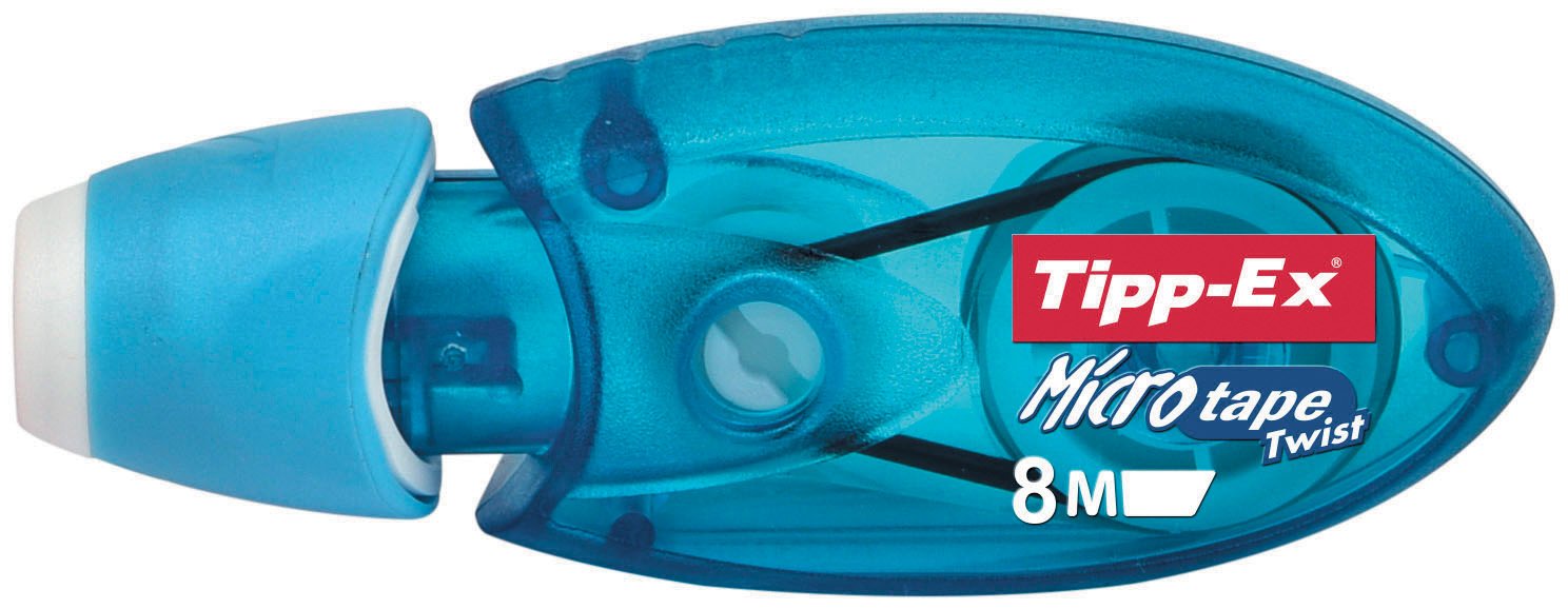 Bic 30025 Tipp-Ex Micro Tape Twist Correction Tape Dispenser - 5mm x 8m Mini Polyester Tape with Ergonomic Cap for Smooth Corrections | Perfect for Office, School & Home Use