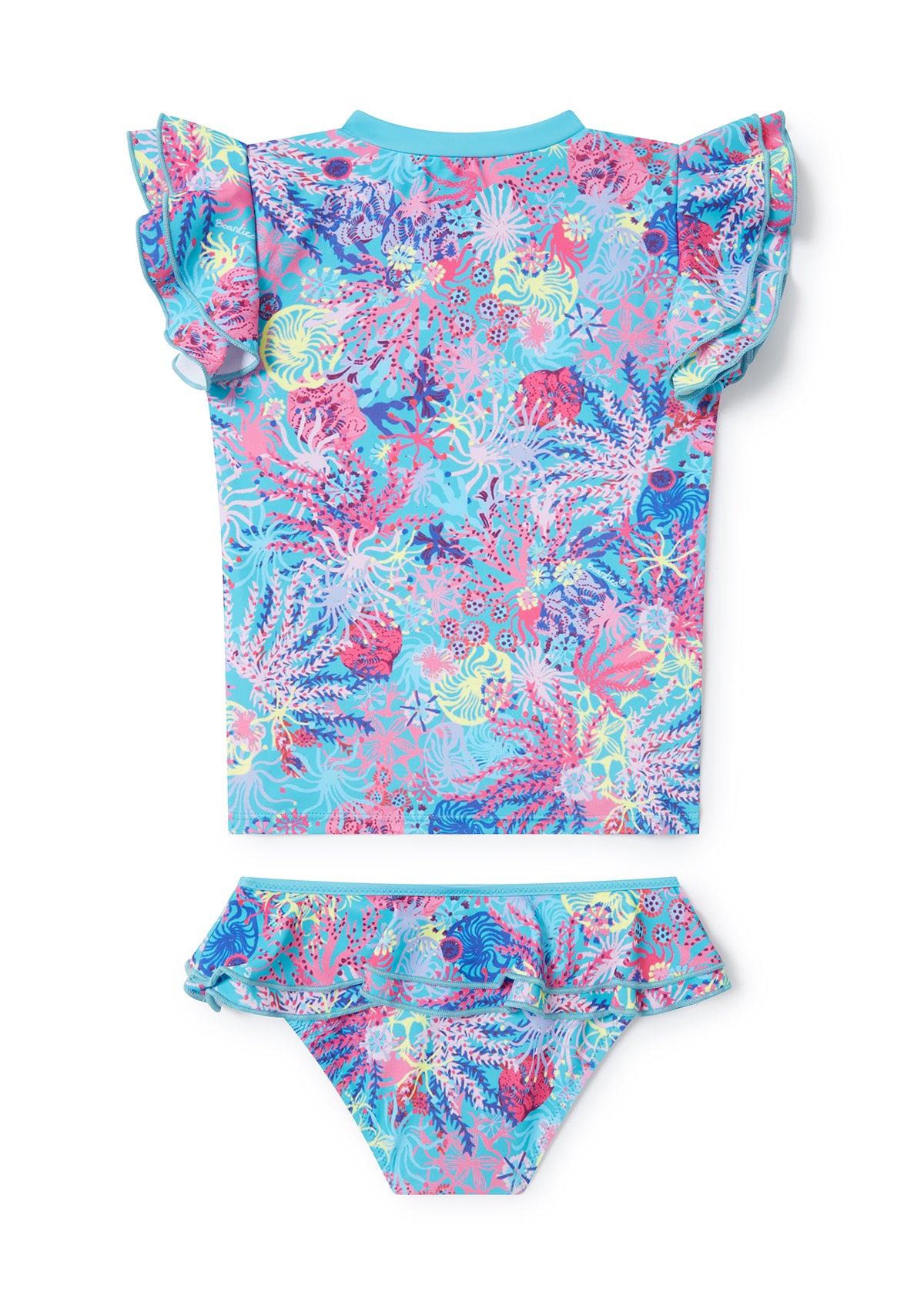 Coral Little Girls Rash Guard Swimwear Set - UV Protection Swim Shirt & Shorts for Toddler & Kids - Perfect for Beach, Pool & Summer Water Activities