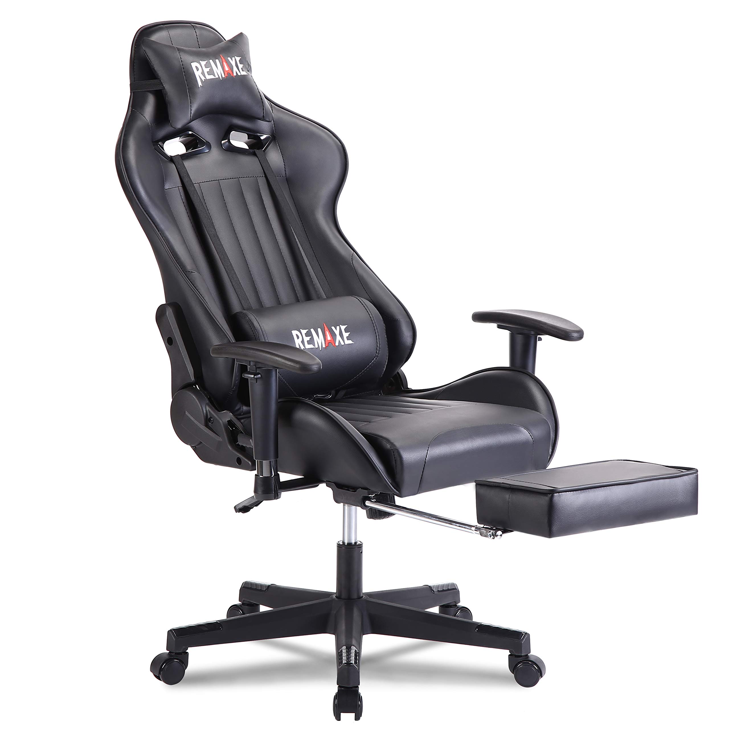 Remaxe Ergonomic Gaming Chair with Adjustable Footrest, High Back Office Computer Chair - 300LBS Weight Capacity, USB Lumbar Support & Headrest - Rocking Mode (Black) - Perfect for Gaming, Work & Home Office Use