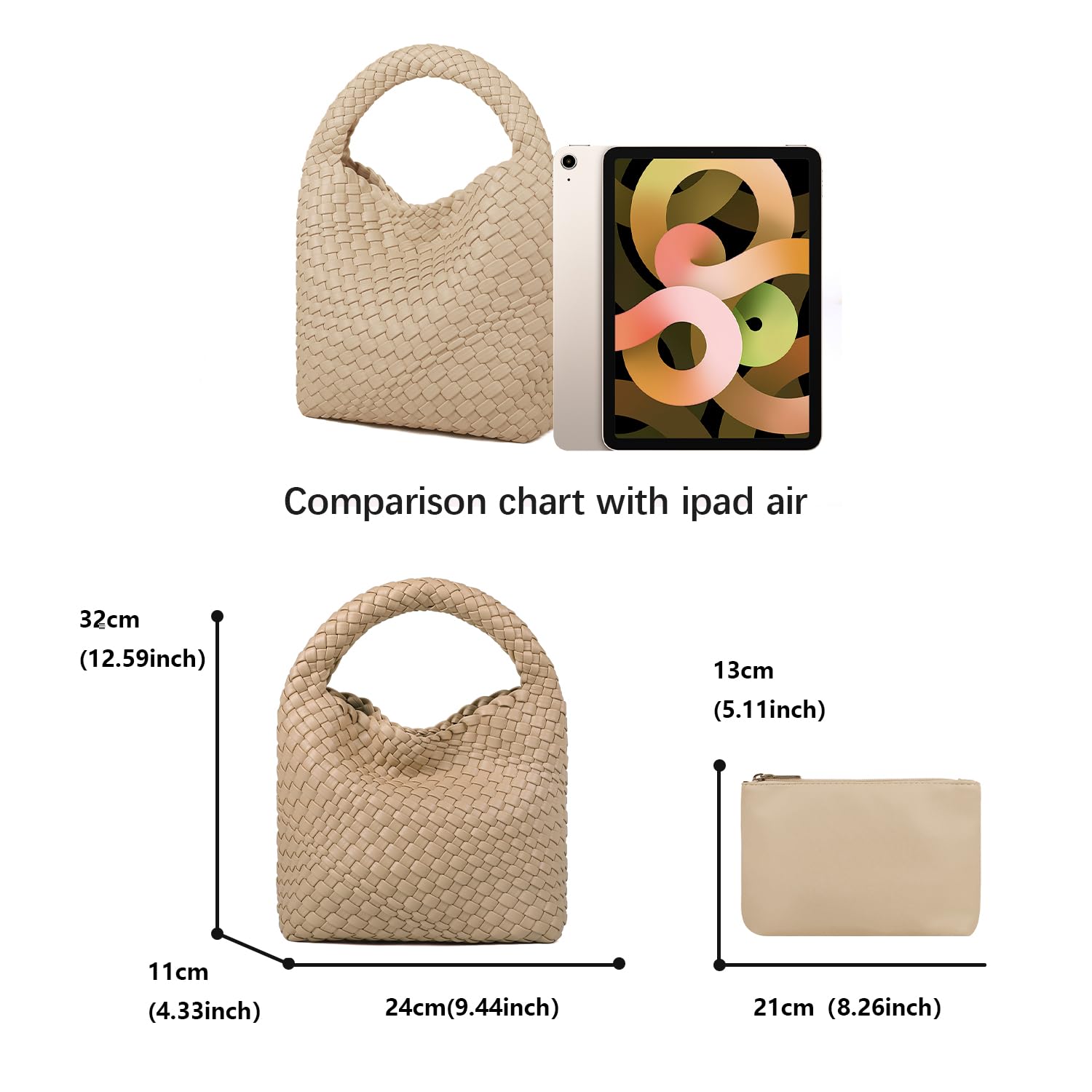 Eco-Friendly Woven Vegan Leather Handbag for Women - Handcrafted Small Top Handle Purse with Mini Clutch, Perfect for Travel, Beach & Everyday Use