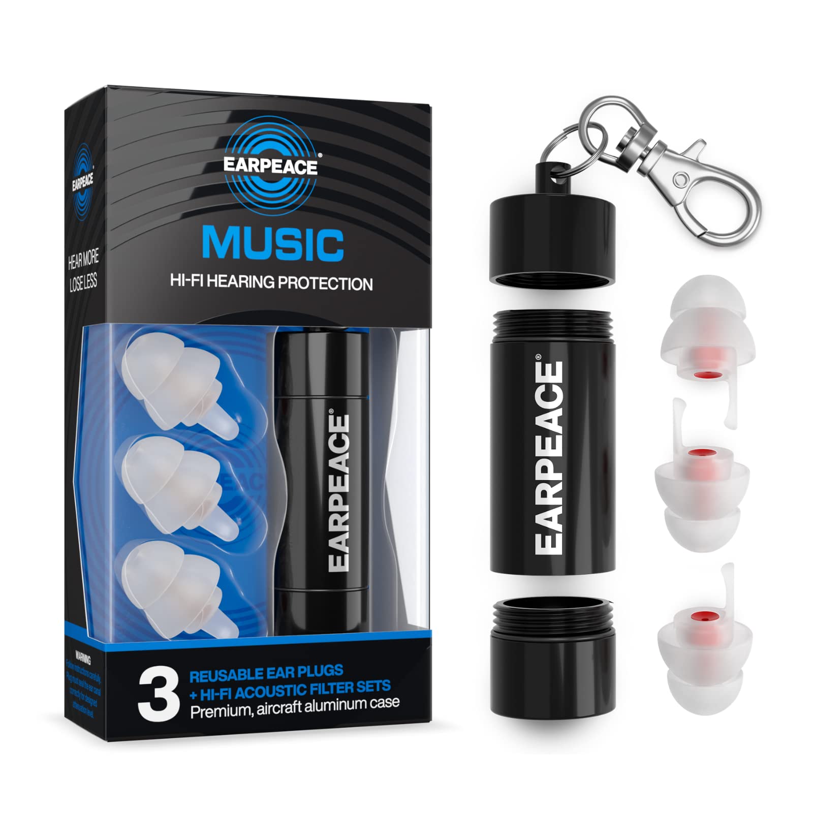 EARPEACE High Fidelity Earplugs for Concerts & Musicians - 26dB Noise Canceling Reusable Hearing Protection - Perfect for Live Music, Festivals & Loud Events