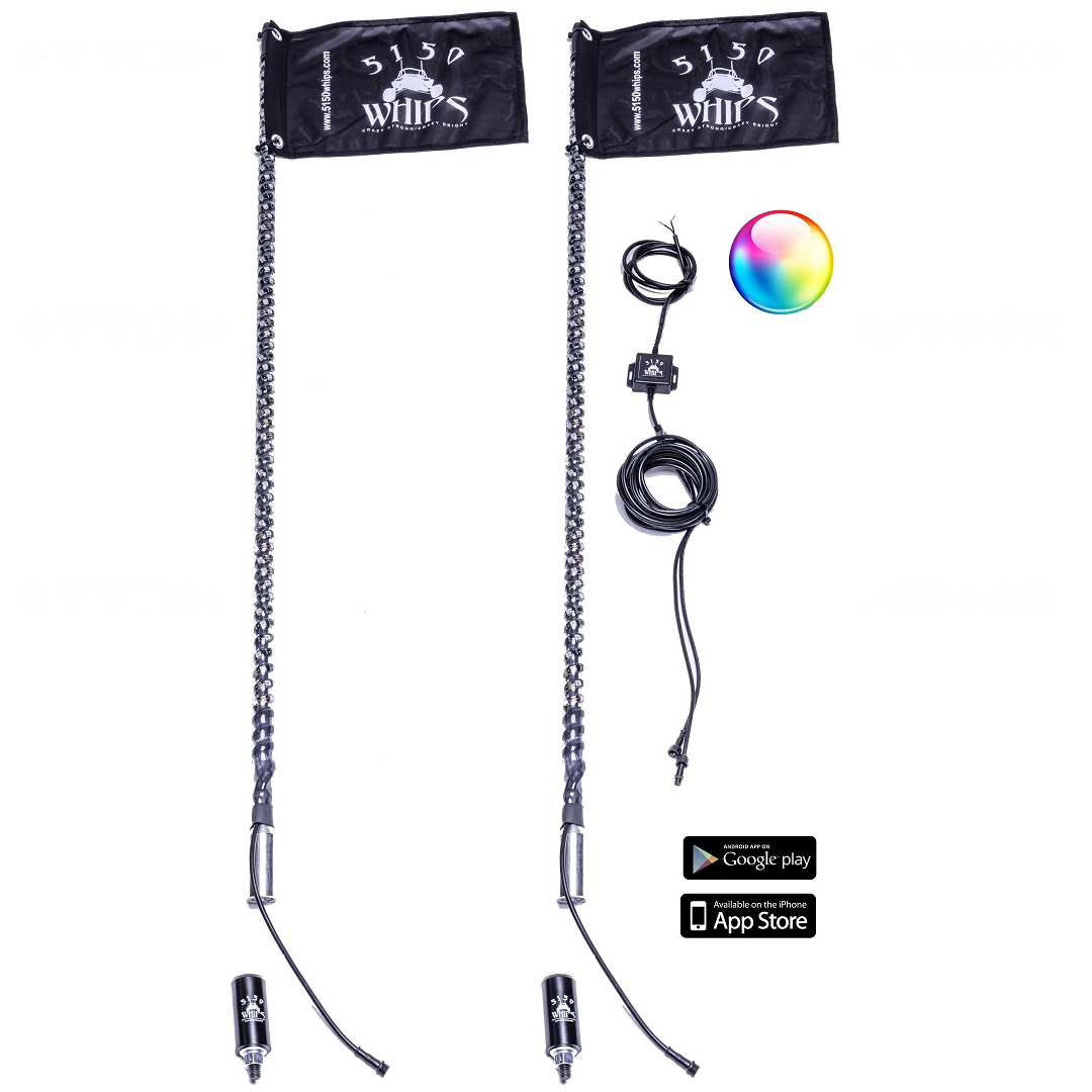 2 Pack 187 LED Whips - 1 Pair Ultra Bright Glow Sticks for Night Raves, Car Shows & Off-Road Adventures - Waterproof & Durable Light Bars for ATV, UTV, Motorcycle & Truck Accessories