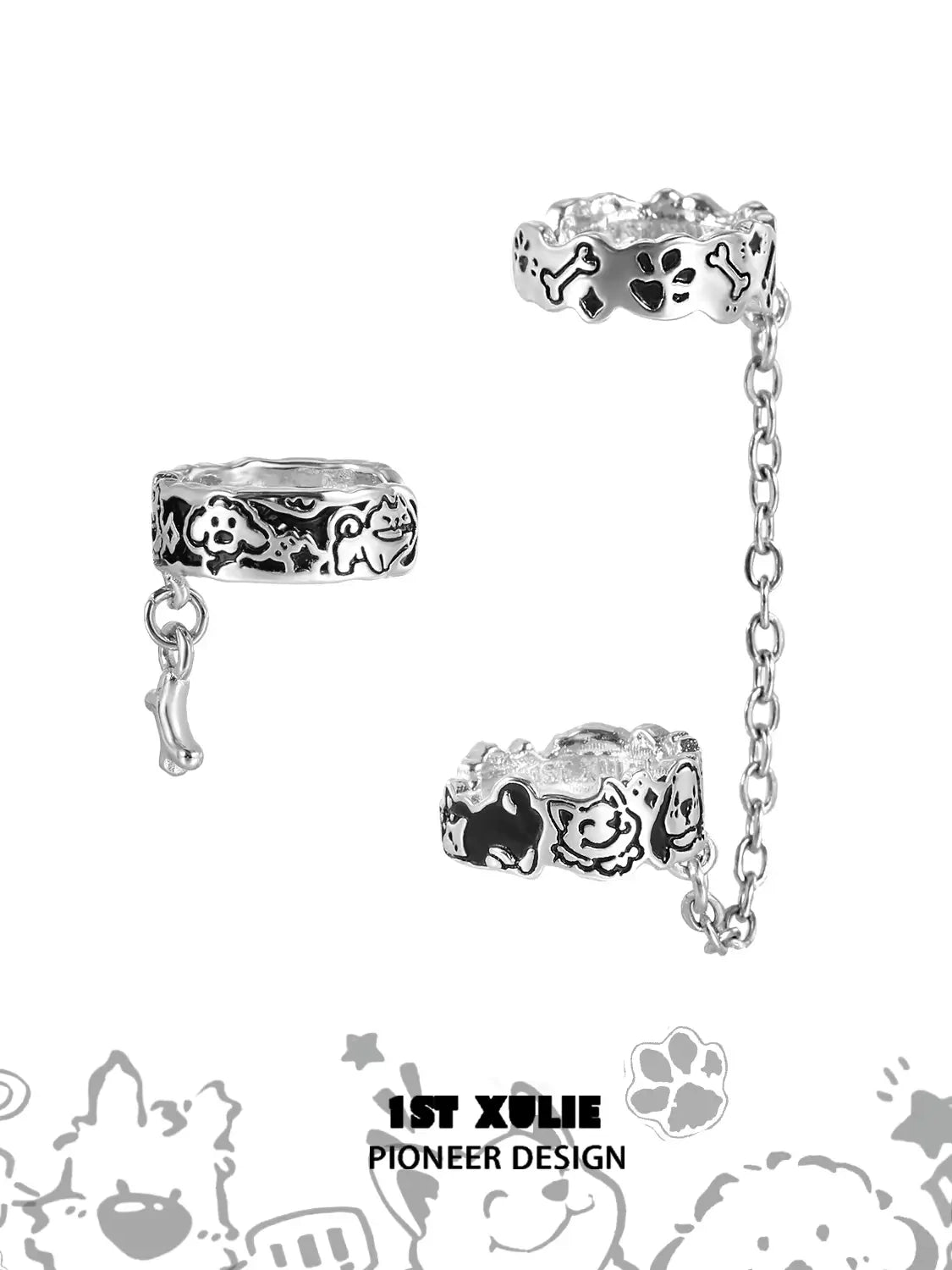 Graffit Puppy 18K Gold Plated Asymmetrical Earrings - Trendy Fashion Jewelry for Women, Perfect for Parties, Date Nights & Special Occasions