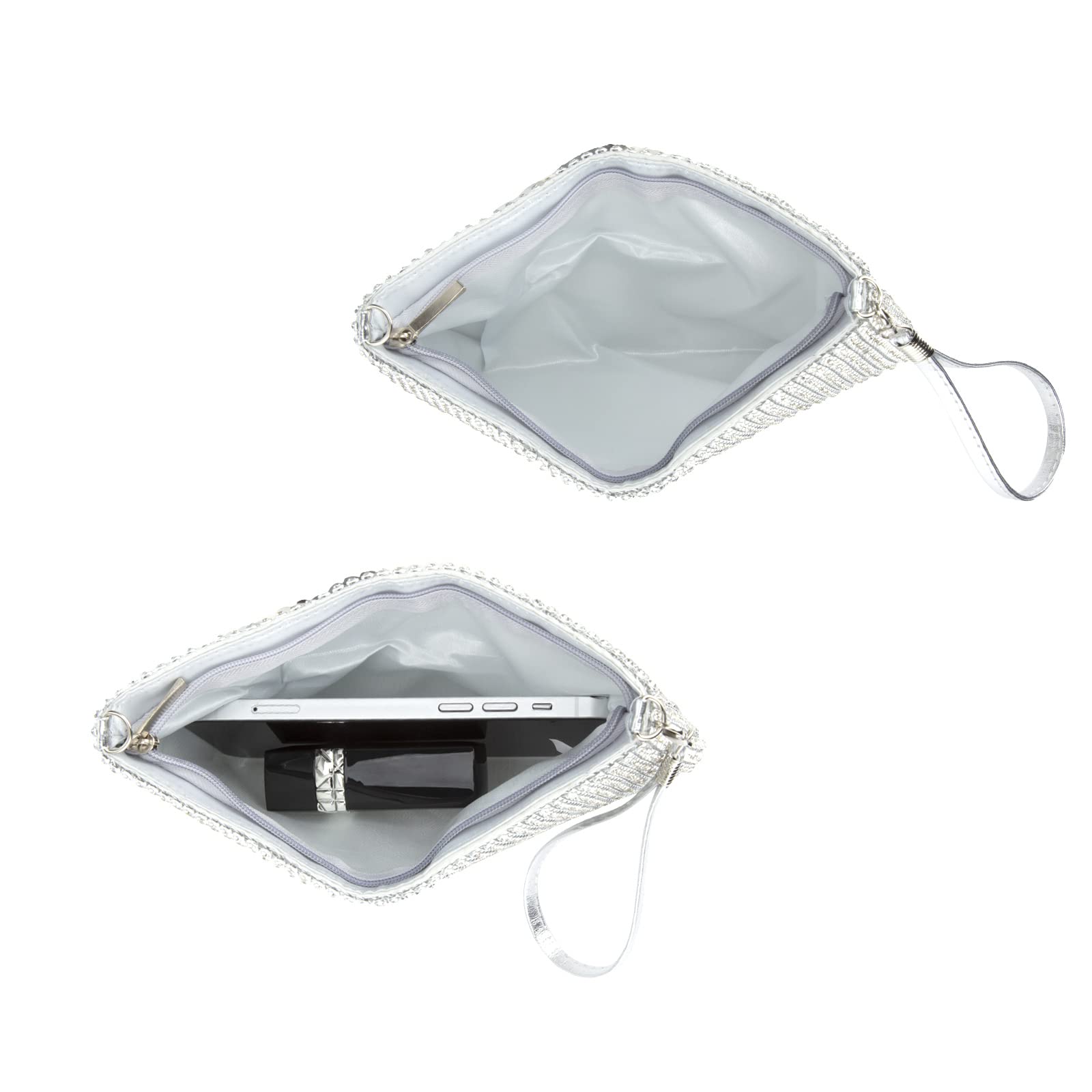 Sparkling Mesh Clutch Purse for Women - Small Evening Bag with Crystal Embellishments, Wristlet Wallet for Phone & Essentials - Perfect for Parties, Weddings & Special Occasions