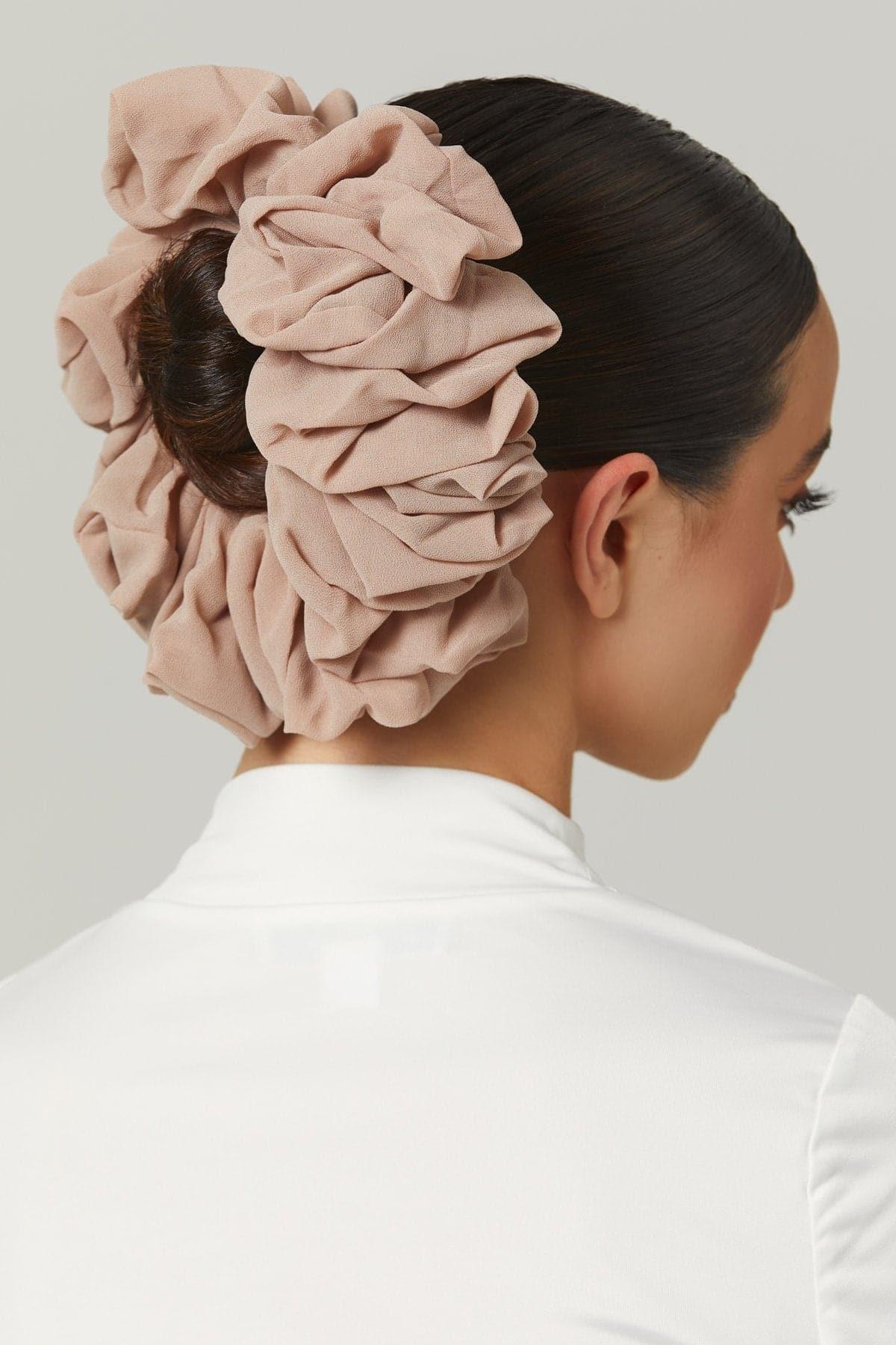 Elegant Chiffon Hijab Scrunchie in Nude - Perfect for Muslim Women's Daily Wear, Prayer, and Special Occasions