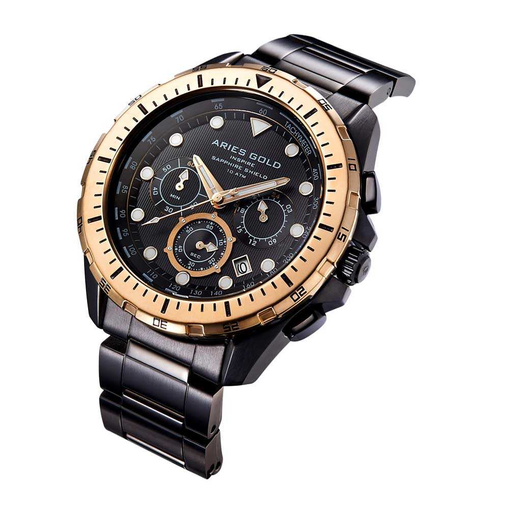 Aries Gold Atlantic G 7002 BKRG BK - Stylish and Durable Watch for Men, Perfect for Business, Casual Wear, and Special Occasions