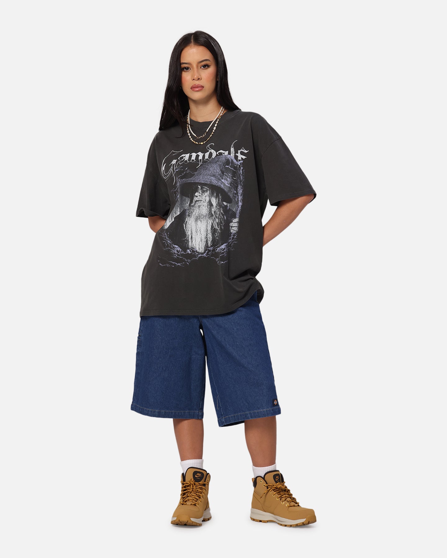 American Thrift The Lord of the Rings Gandalf Graphic Vintage Washed Black Cotton T-Shirt - Perfect for Cosplay, Movie Nights & Fantasy Fans