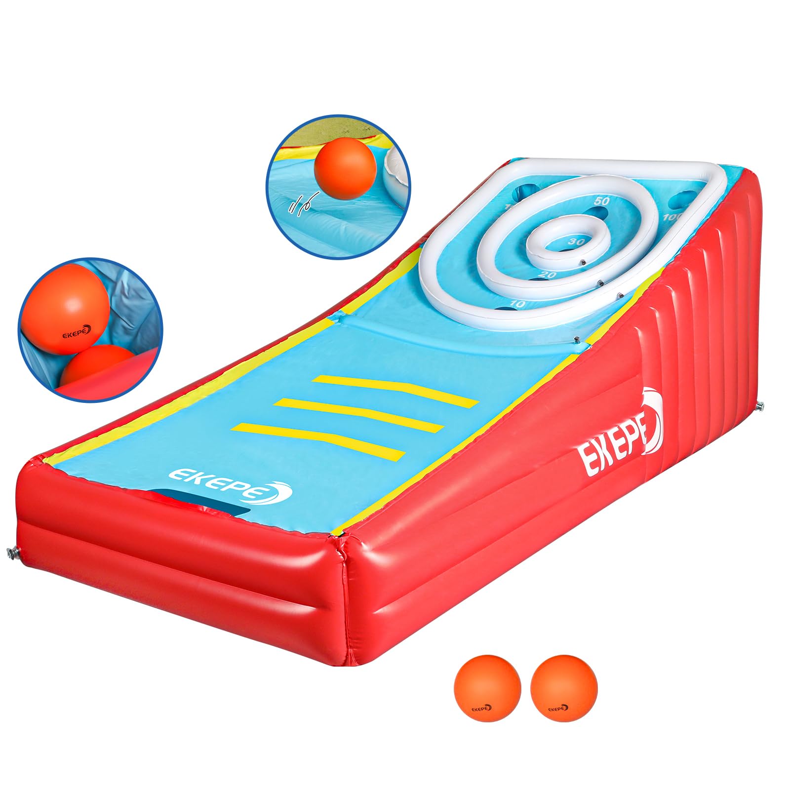 **Inflatable Score Ball Game Set - Giant Carnival Yard Games for Kids & Adults - Fun Indoor & Outdoor Family Arcade Toy with 2 Sponge Balls - Perfect for Backyard Parties, Beach Trips & Picnics**