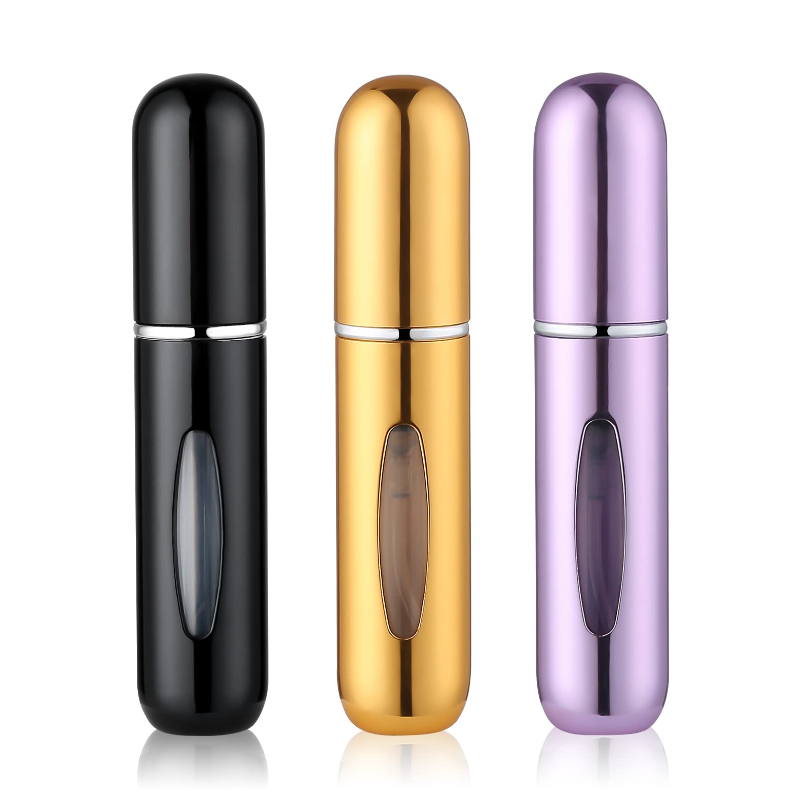 Refillable 5ml Aluminum Travel Perfume Bottle - Mini Cologne & Fragrance Atomizer Spray for Men & Women (Pink) - Perfect for Airplane Carry-on, Gym Bag & Purse Essentials