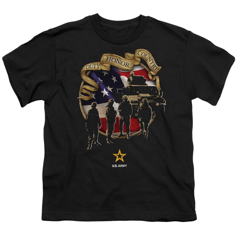 Army Duty Honor Country Unisex Youth T-Shirt for Boys & Girls - Patriotic Military Apparel for Kids, School Events & Family Outings