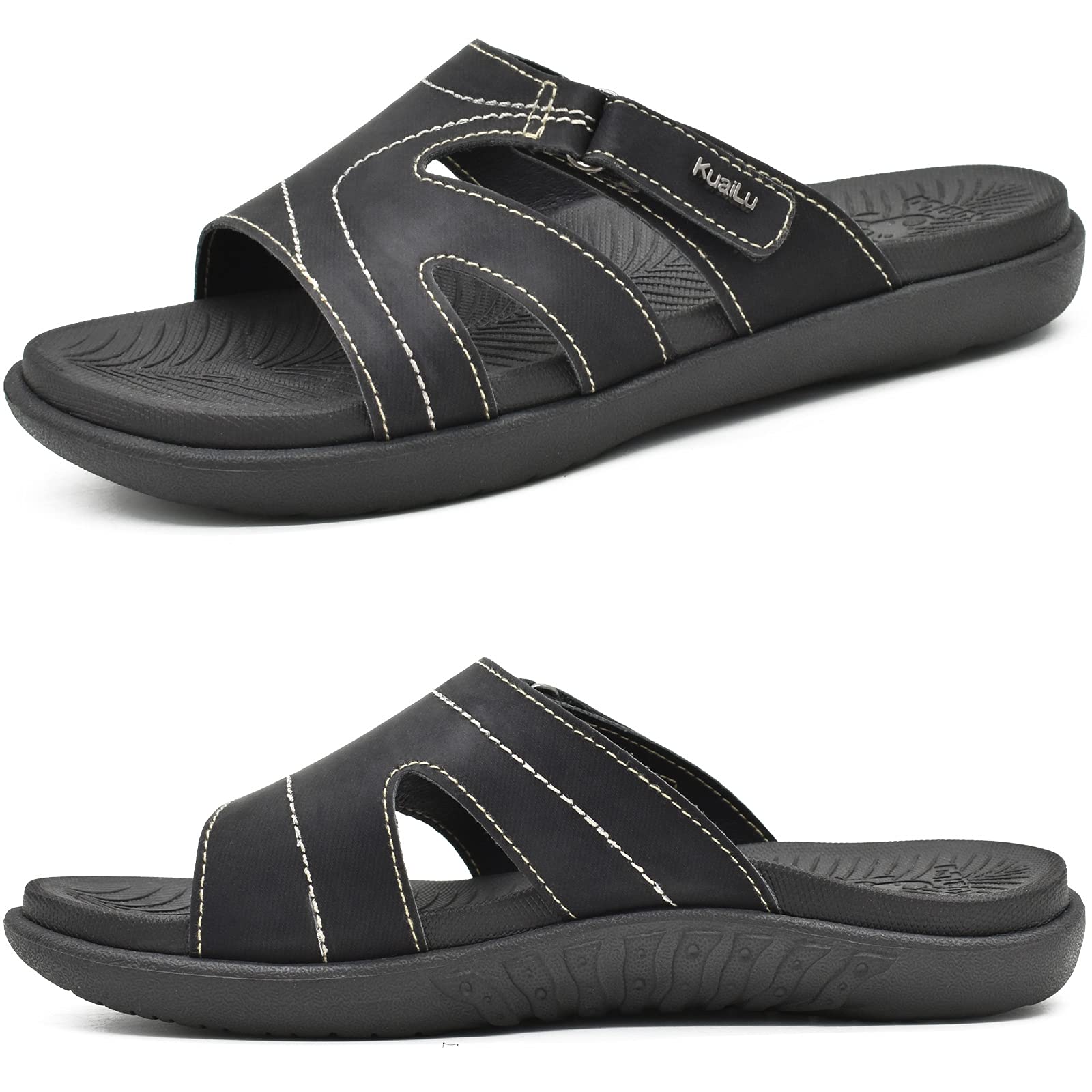 **Kuailu Women's Orthotic Slides - Lightweight Athletic Yoga Sandals with Thick Cushion & Arch Support for Plantar Fasciitis - Perfect for Yoga, Gym, and Home Comfort**