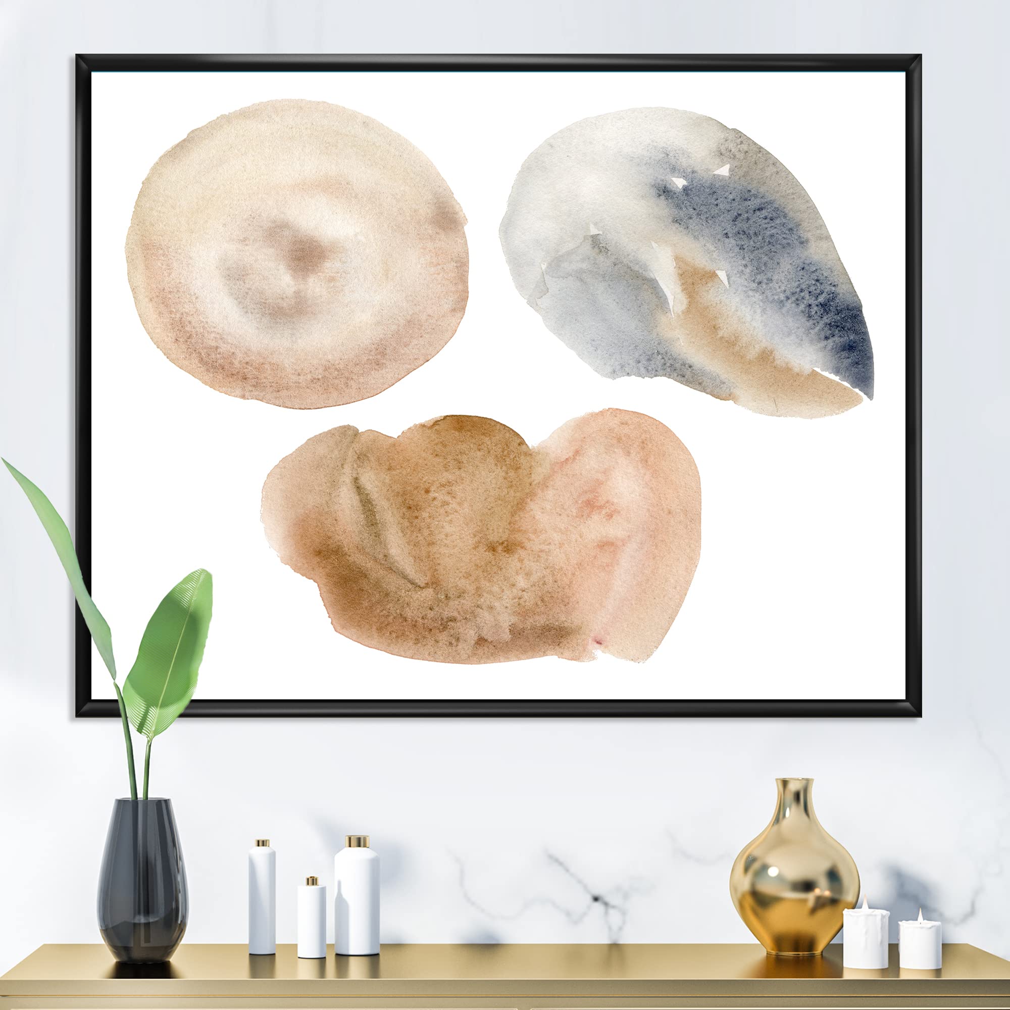 Abstract Blue & Beige Circle Spot Modern Framed Canvas Wall Art Print - Holiday Decor Set for Living Room, Bedroom & Office | DesignQ Home Decor