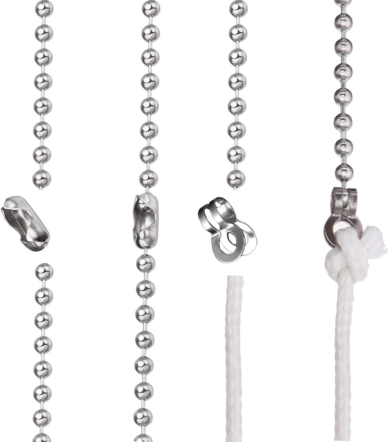 NewZC 100cm Light Pull Chain Extension with Ball Chain - Chrome Crystal Cylinder Handle for Bathroom Toilet Lights, Ceiling Fan Switches & Window Blinds | Durable Cord Pull Weight for Home Lighting Fixtures