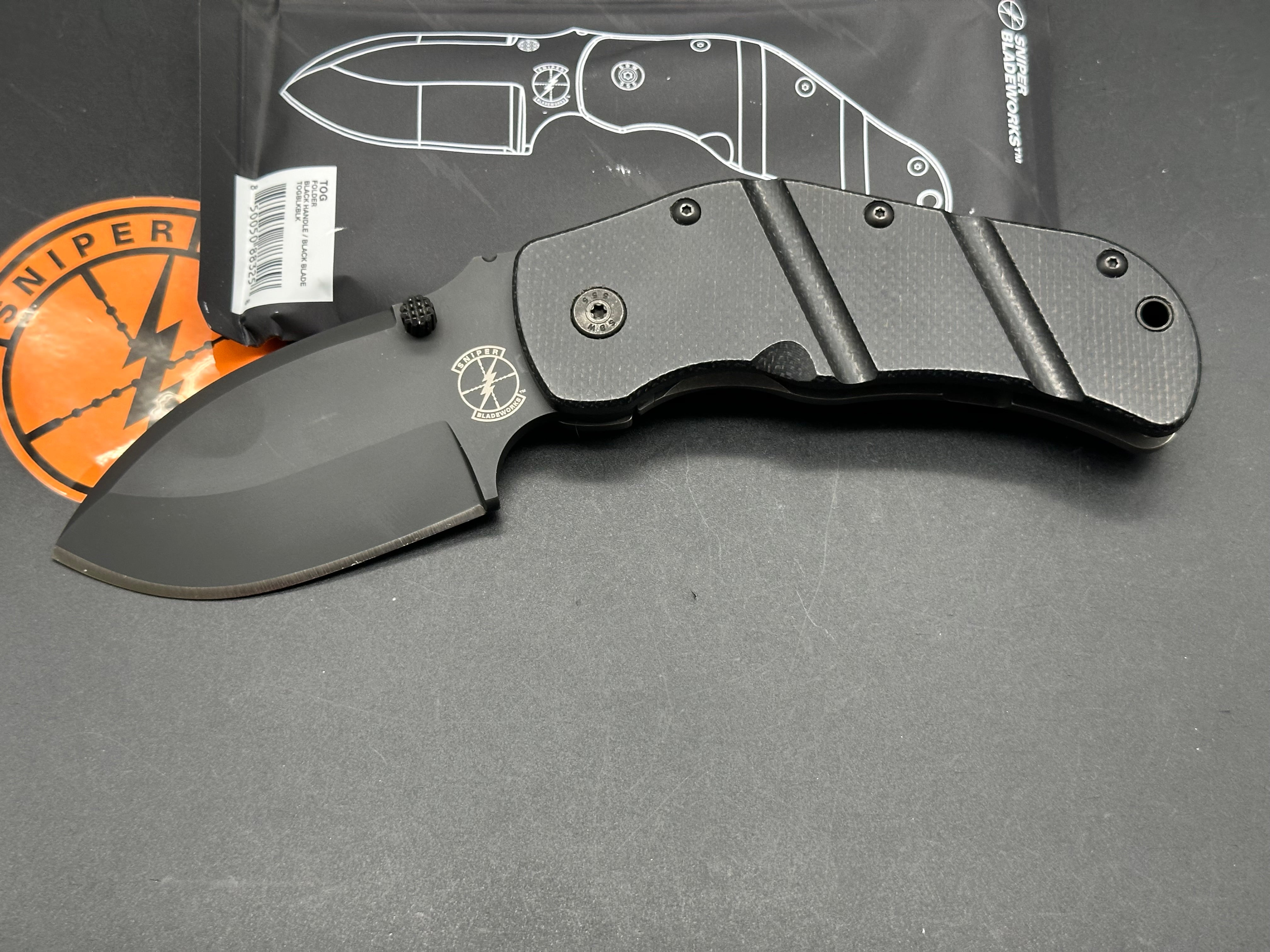 SNIPER BLADEWORKS TOG Framelock Black Micarta Folding Pocket Knife - D2 Steel Blade - EDC, Outdoor, Camping, Survival, Hunting, Tactical Gear