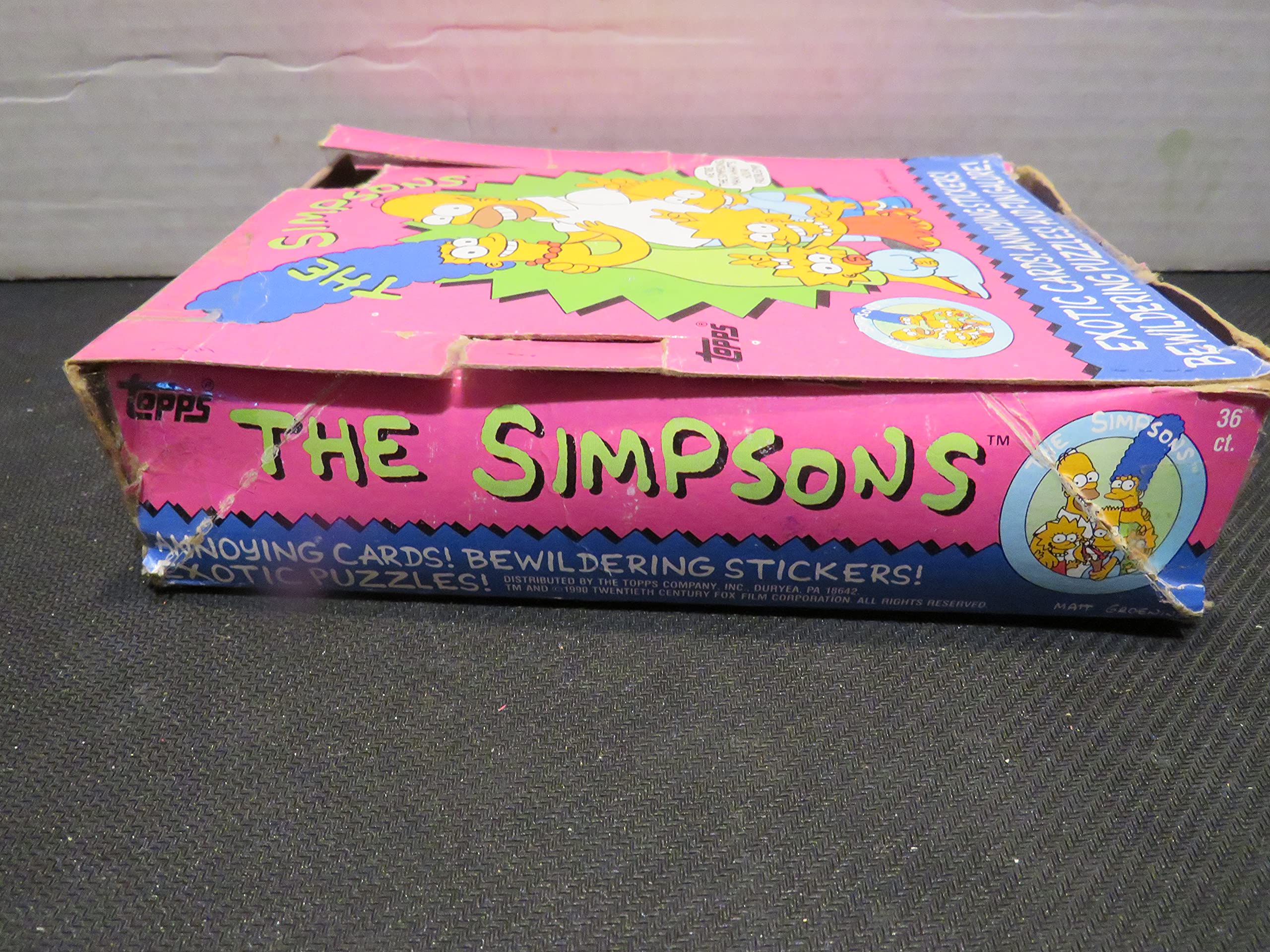 Vintage 1990 Topps The Simpsons Trading Cards Box - Near Mint Packs with Scotch Tape (Collectible TV Show Memorabilia for Display & Trading)