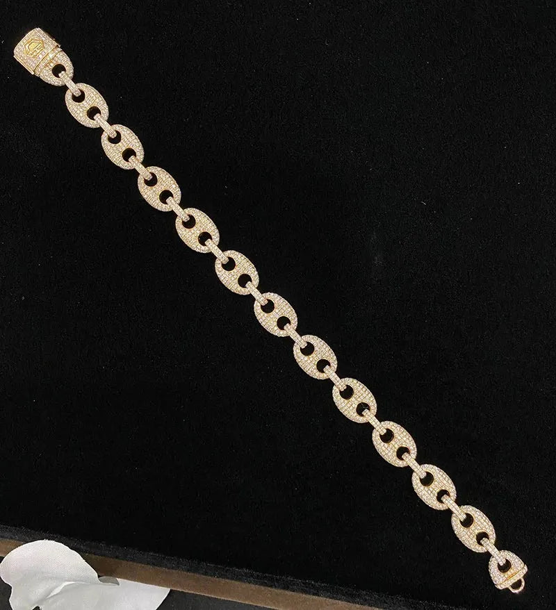 18K Yellow Gold Pig Nose Diamond Bracelet for Women - 4.75 Carat Real Natural Diamonds, Elegant Party Jewelry Gift for Anniversary, Wedding & Special Occasions