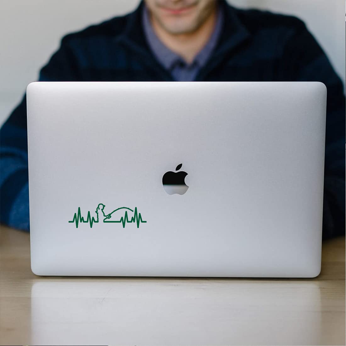 Premium Waterproof Vinyl Decal Stickers - Heartbeat Woman Fishing Design (Green, Set of 2) for Laptop, Phone, Helmet, Car Window, Mug, Cup, Wall Decor | Perfect for Outdoor Enthusiasts & Fishing Lovers