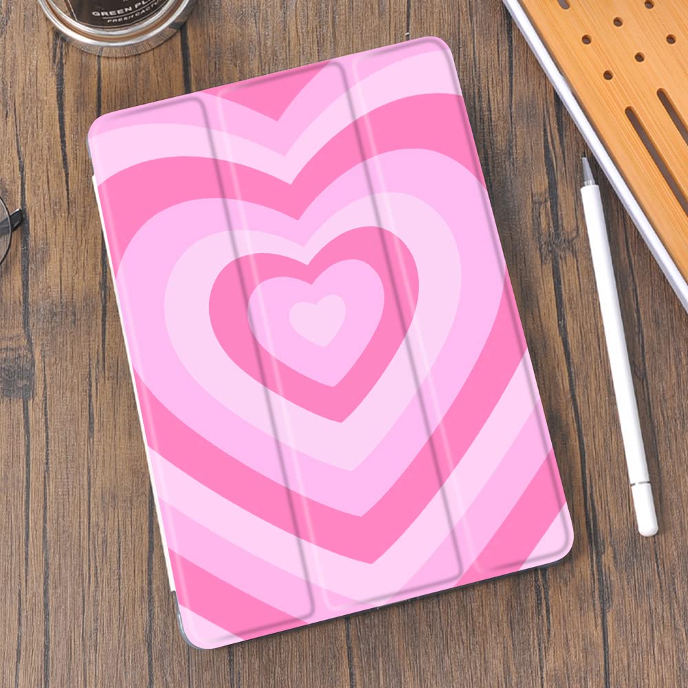 Cute Pink Heart iPad Case for iPad Air 4/5 (10.9 Inch) - Lightweight Trifold Stand Cover with Pencil Holder, Shockproof & Anti-Scratch Protection | Perfect for School, Work & Travel (Model A2325 A2588)