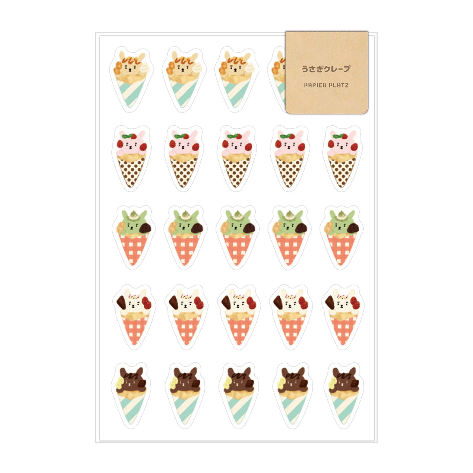 AOYOSHI Bunny Crepes Food & Creature Stickers Vol.2 - Cute Kawaii Decals for Laptops, Planners, and DIY Crafts