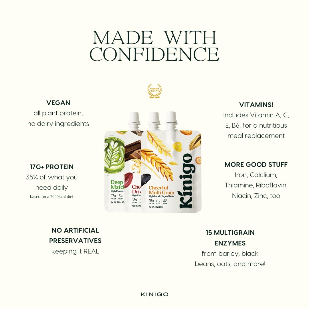 Vegan High Protein Powder for Meal Replacement Shakes - Korean Flavors Misugaru, Matcha & Chocolate - Plant-Based Protein Shake Mix for Breakfast & Post-Workout - 14+1 Pouches (3 Flavor Sampler) | Perfect for Busy Mornings, Gym Recovery & Healthy Snacking