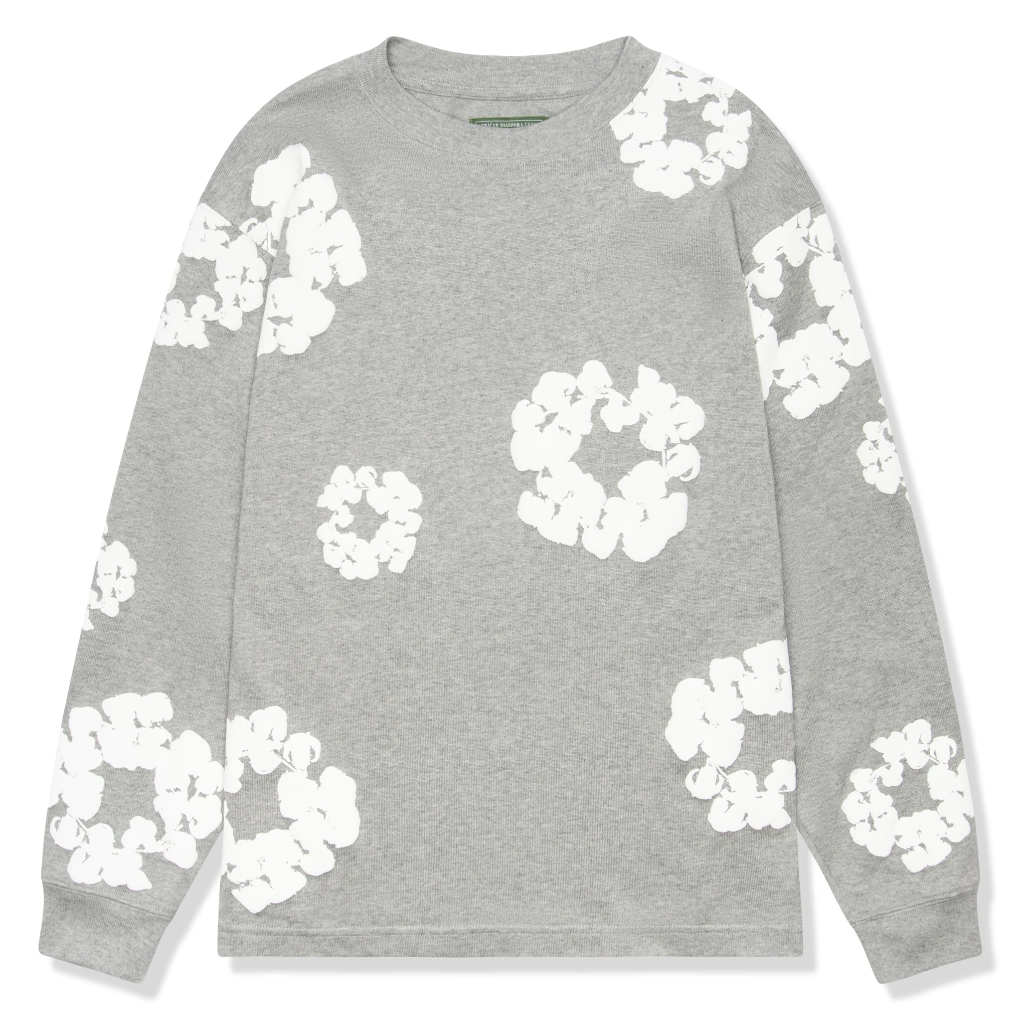 Denim Tears Cotton Wreath Long Sleeve T-Shirt - Grey Vintage Graphic Tee for Men | Streetwear Fashion & Casual Wear