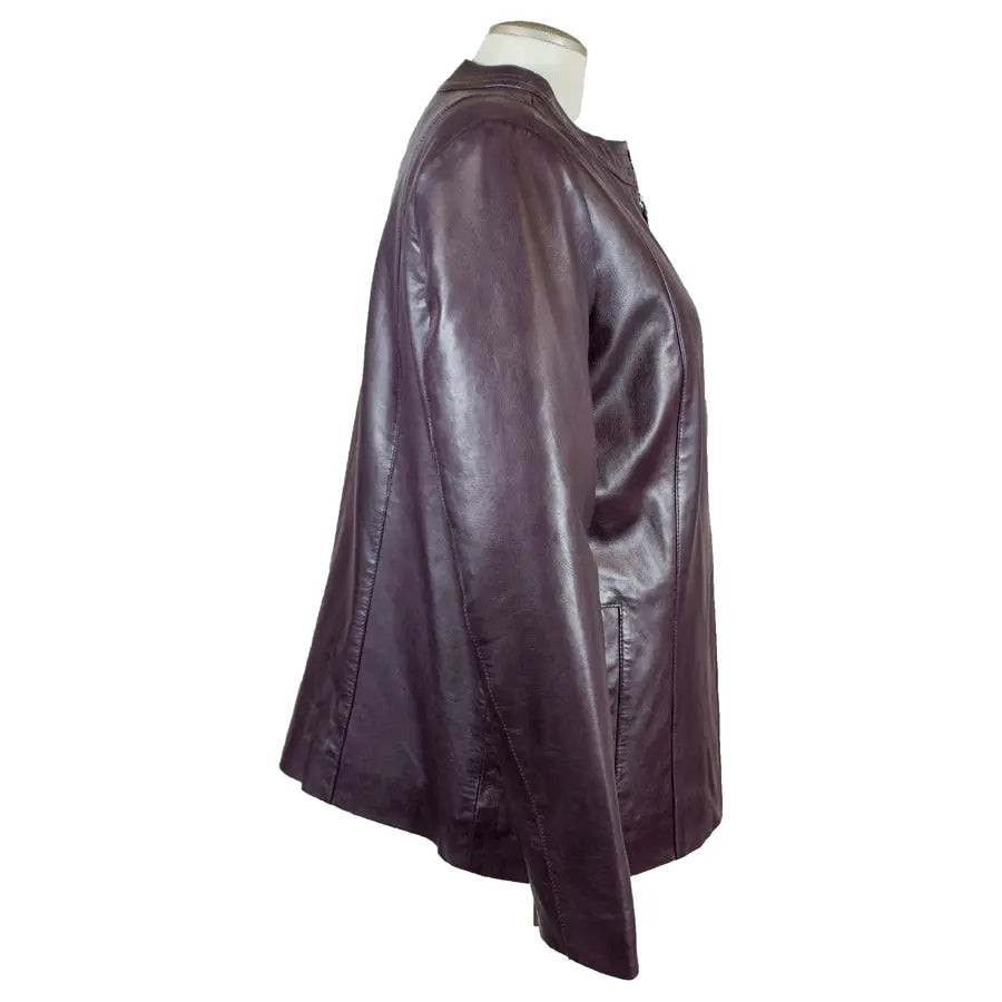 BOL Women's Plus Size Snap Collar Leather Jacket - Stylish Faux Leather Biker Jacket for Curvy Women | Perfect for Casual Outings, Date Nights & Fall Layering