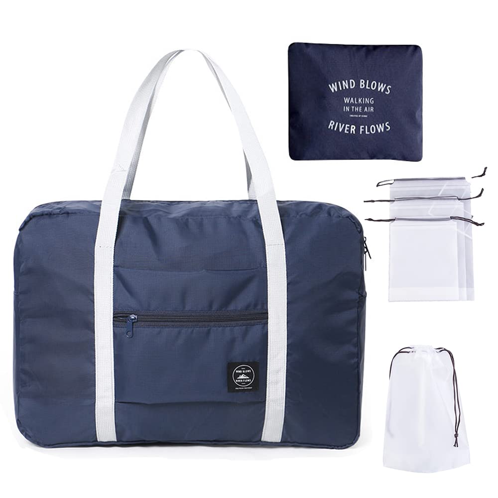 3-Piece Waterproof Travel Duffle Bags Set for Women - Lightweight Large Storage Luggage with Wet/Dry Separation, Portable Shoulder Gym Bag (Dark Blue) - Perfect for Vacation, Sports & Weekend Getaways