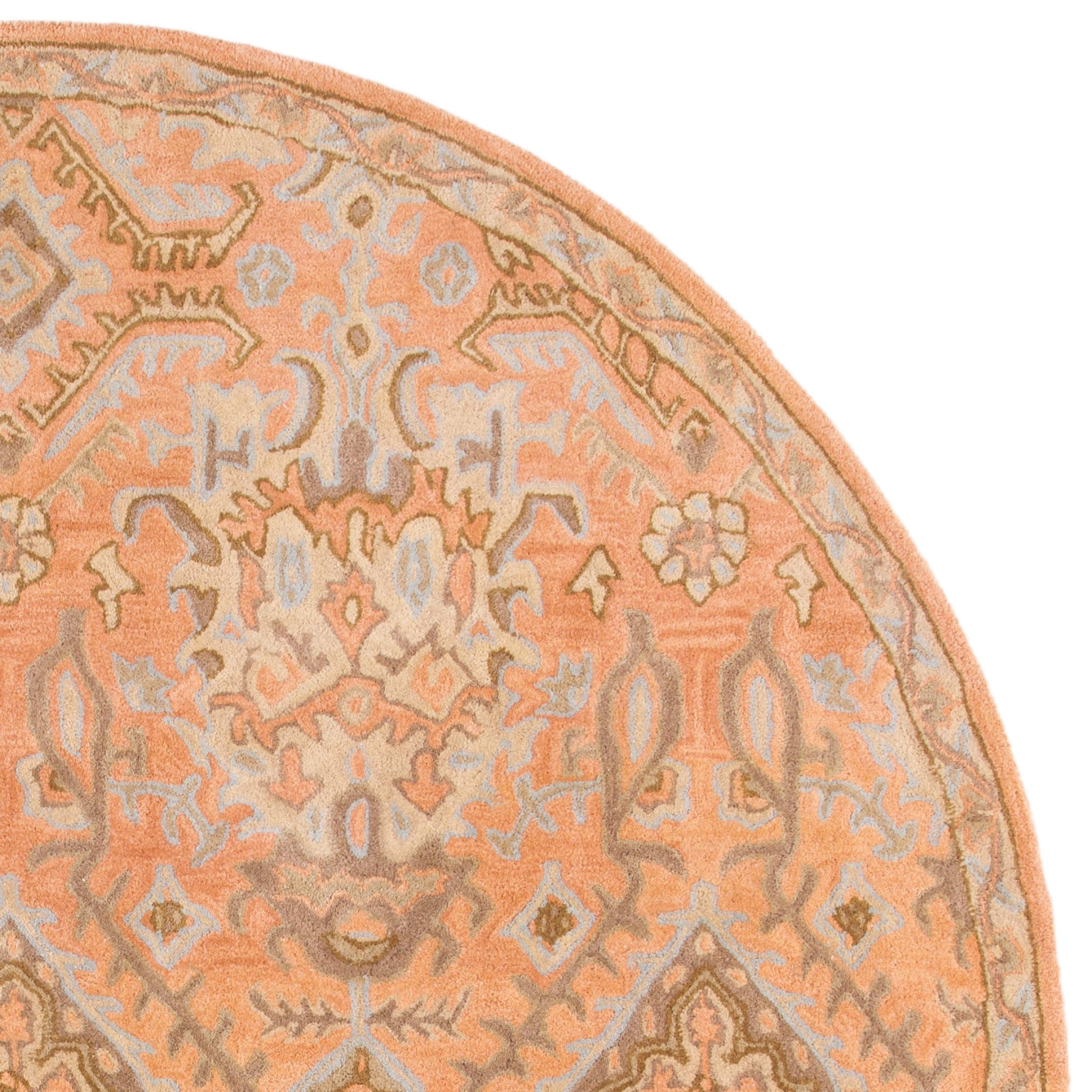 SAFAVIEH Wyndham Collection 7-Foot Round Terracotta WYD203A Handmade Modern Premium Wool Area Rug for Living Room, Bedroom & Dining Room Decor