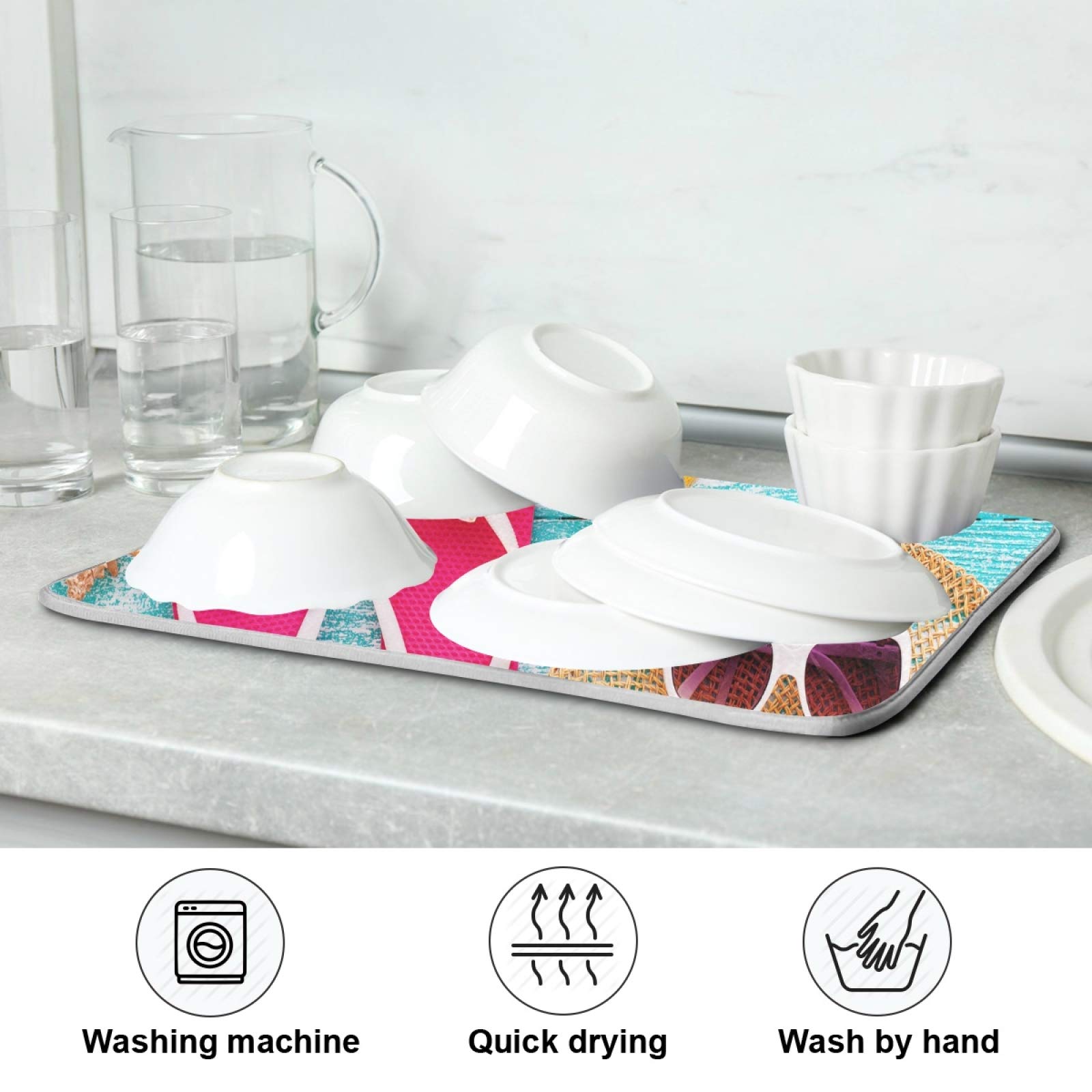 **Starfish Dish Drying Mat - Absorbent & Quick-Dry Kitchen Sink Mat (18