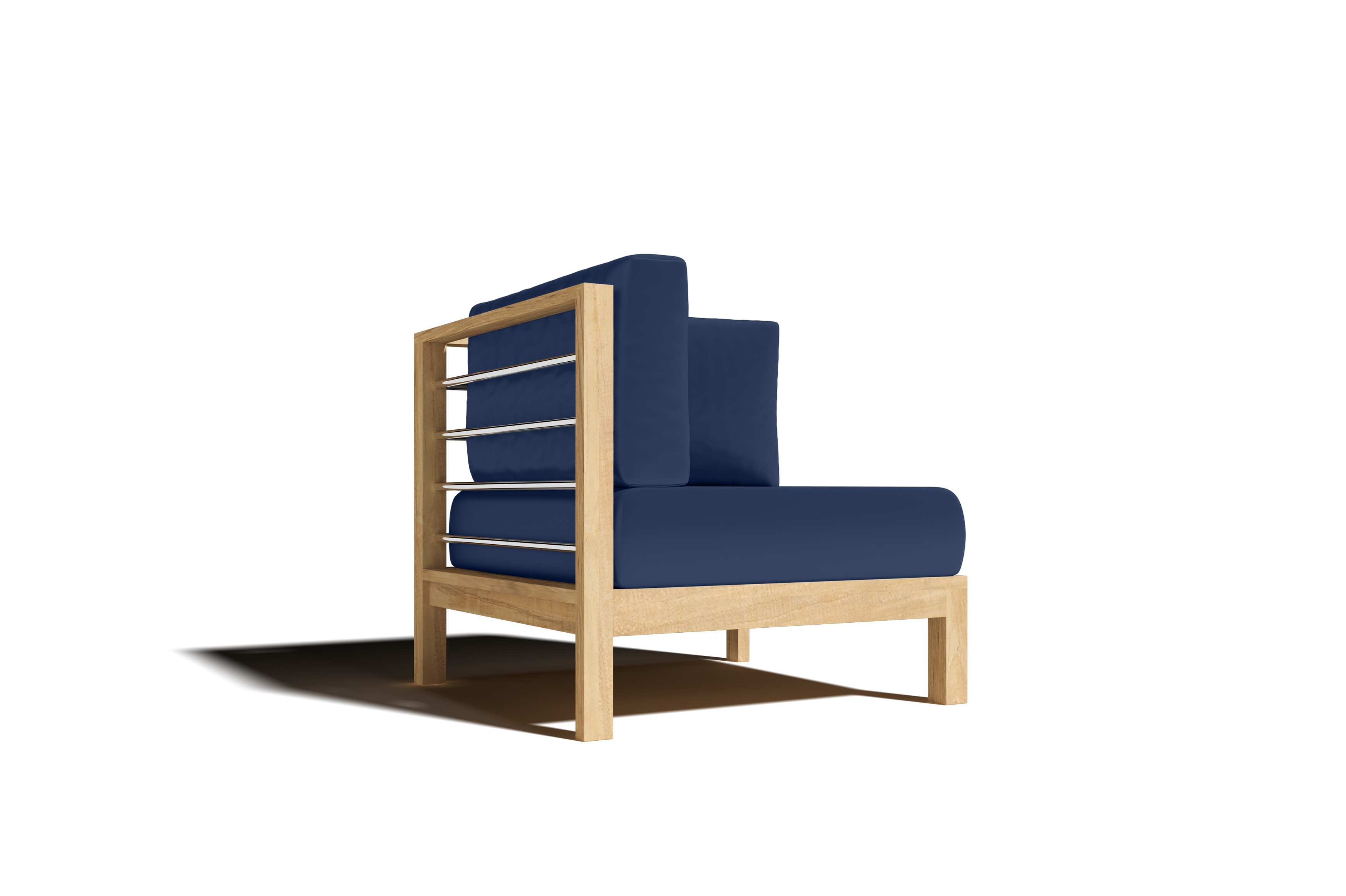 Premium Teak Outdoor Sectional Corner Sofa with Sunbrella Navy Cushion - Waterproof & Durable Patio Furniture for Backyard, Poolside & Garden Relaxation