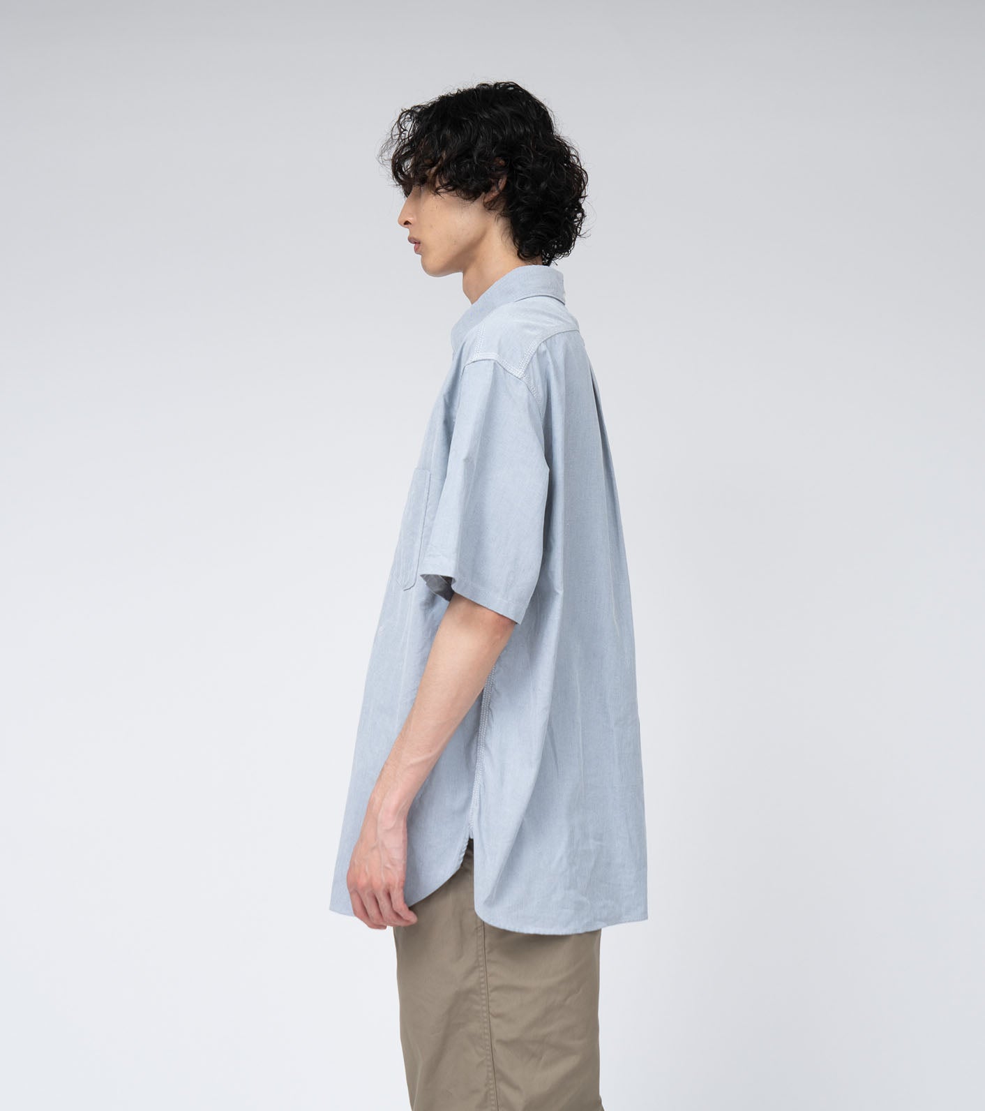 Nanamica Men's Button Down Wind Short Sleeve Shirt in Navy Blue - Perfect for Casual Outings and Summer Travel