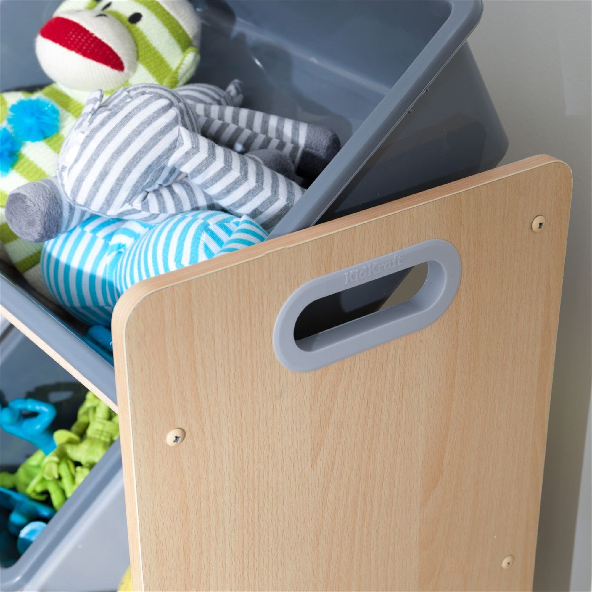 KidKraft Sort It & Store It Bin Unit - Gray & Natural Toy Storage Organizer for Kids' Playroom, Bedroom, or Classroom