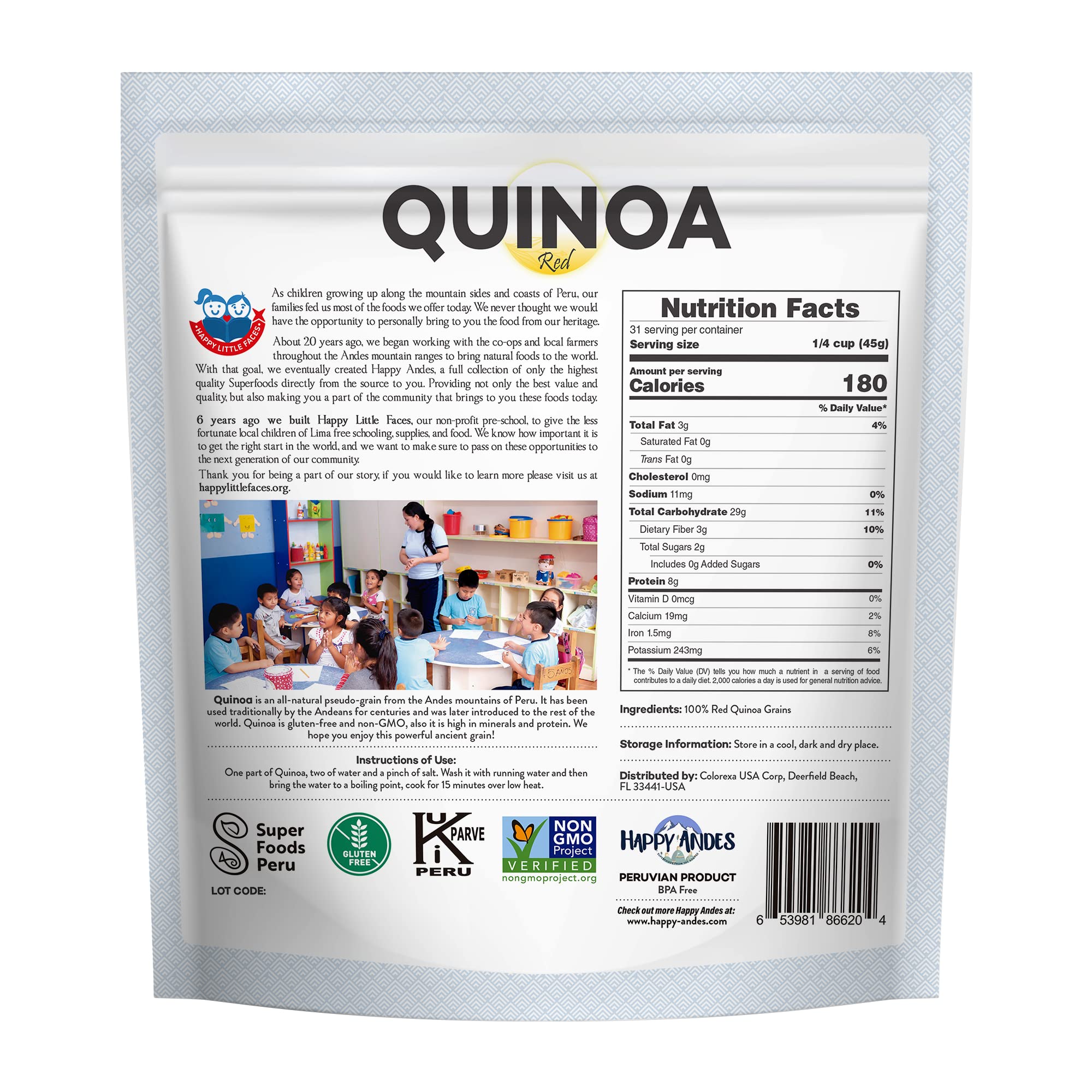 Organic Happy Andes Red Quinoa - Non-GMO, Gluten-Free Whole Grain Superfood | High in Protein & Vitamins | Perfect Rice Substitute for Healthy Meals, Salads & Meal Prep | Ready-to-Cook 3lb Bulk Pack for Oatmeal, Baking & Vegan Recipes