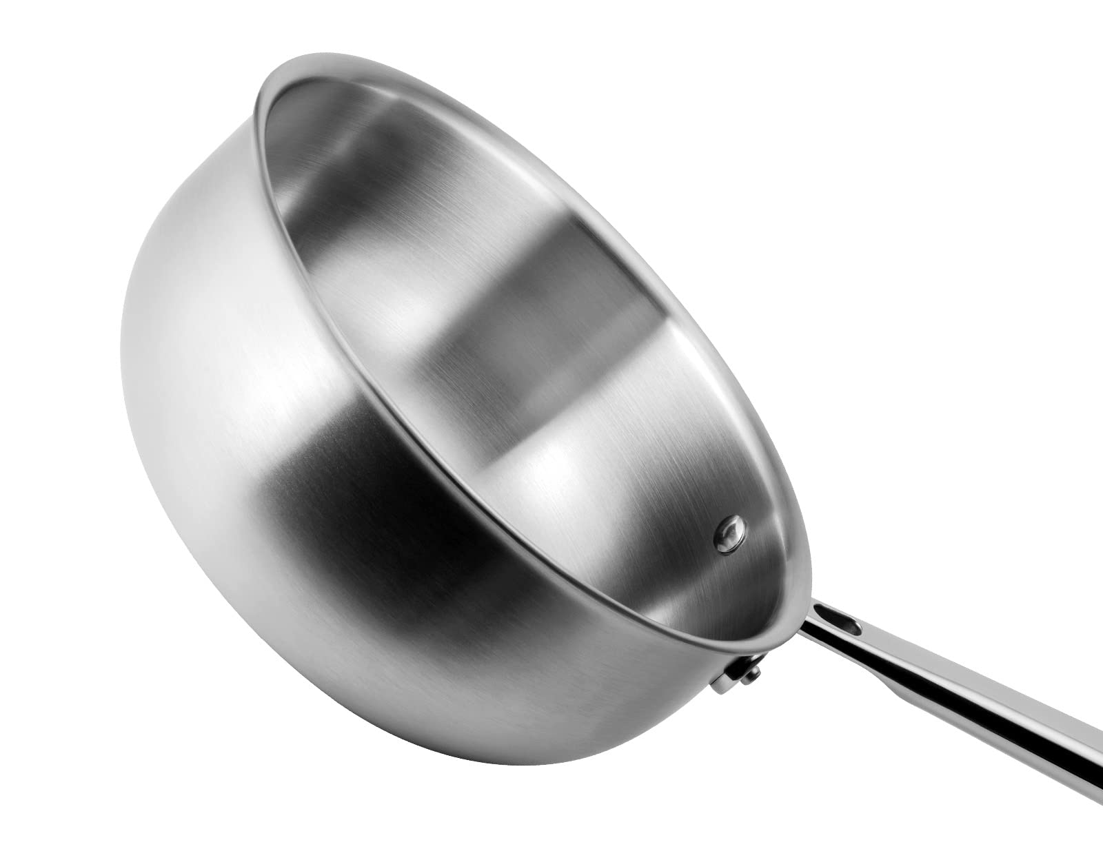 Misen 5-Ply Stainless Steel Saucier Pan with Lid - Induction Compatible 3 QT Sauce Pot with Curved Sides for Smooth Stirring - Oven Safe to 800°F - Even Heat Distribution & Ergonomic Handle - Perfect for Sauces, Soups, and Risotto Cooking