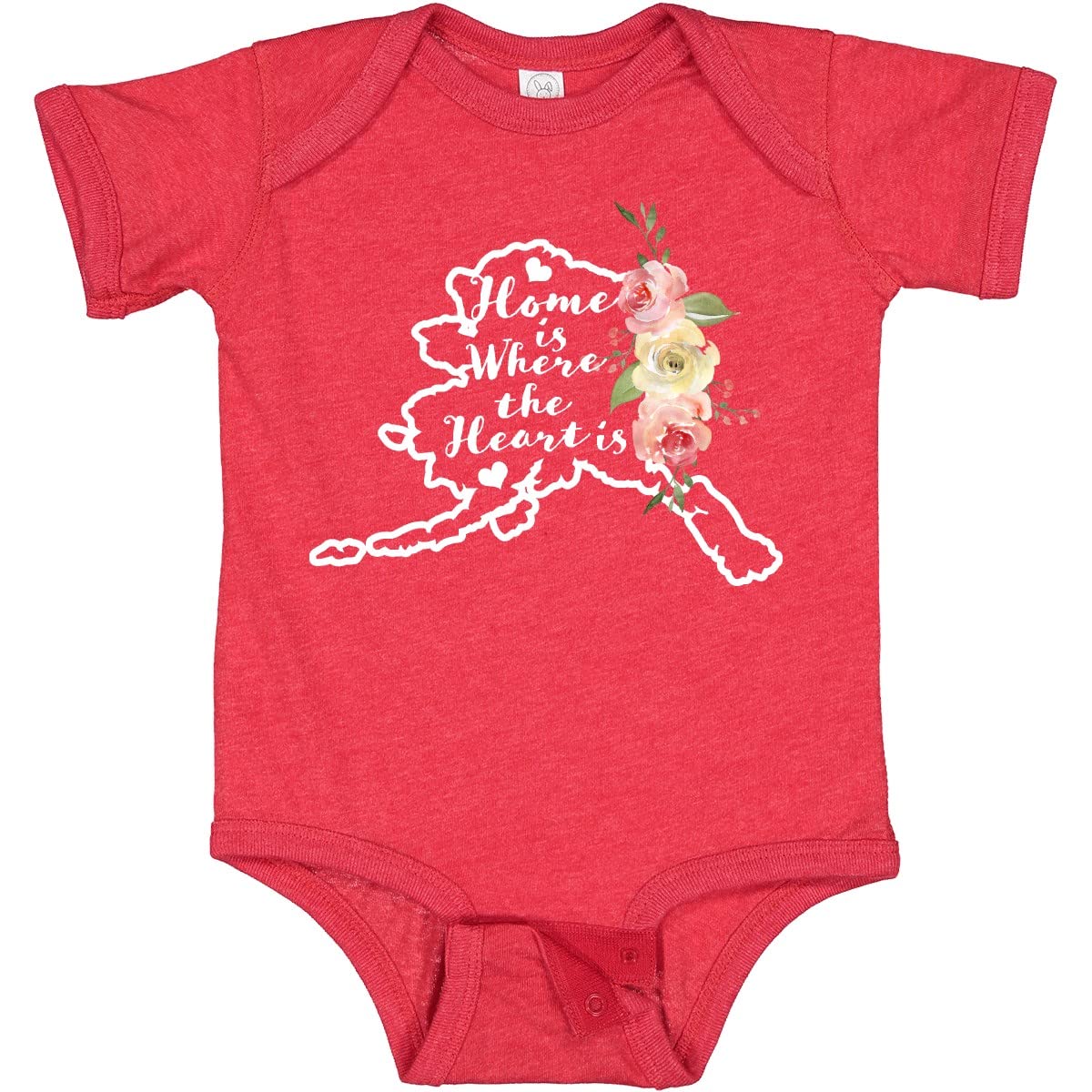 Inktastic Alaska Home is Where The Heart is Watercolor Floral Baby Bodysuit - Soft Cotton Onesie for Newborns & Infants, Perfect for Family Photos, Holidays & Everyday Wear