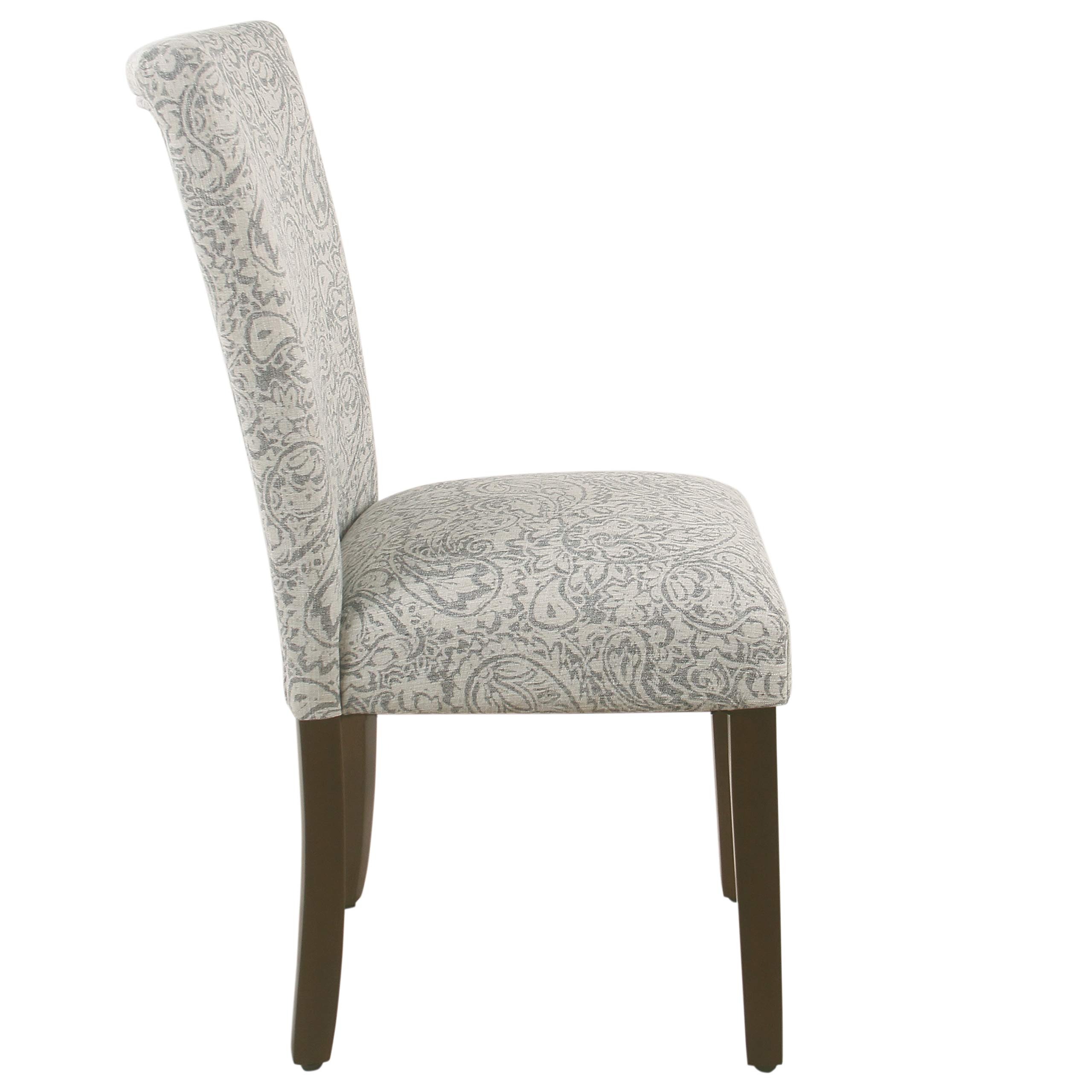 HomePop Parsons Classic Upholstered Accent Dining Chairs - Set of 2, Gray and Cream Fabric - Modern Kitchen & Dining Room Furniture for Small Spaces