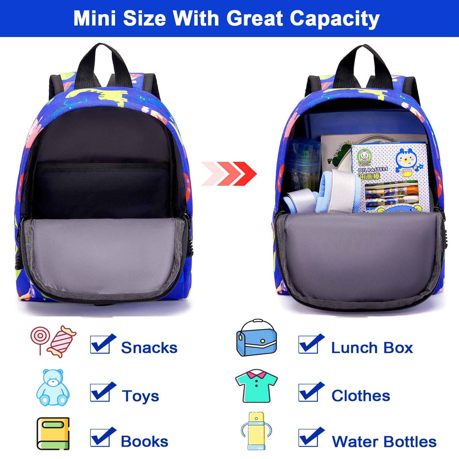 **Accmor Anti-Lost Toddler Harness Backpack with Leash - Cute Dinosaur Design for Boys & Girls, Adjustable Wrist Strap for Safety, Perfect for Walking, Shopping & Travel (Blue)**