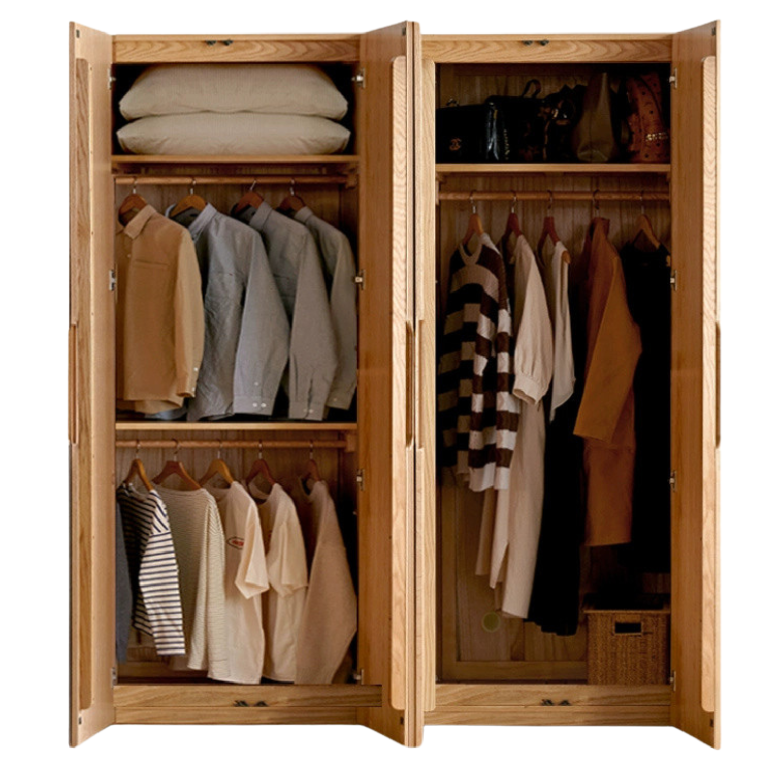 Solid Oak Wood Wardrobe - Premium Quality, Spacious Storage for Bedroom, Closet & Home Organization
