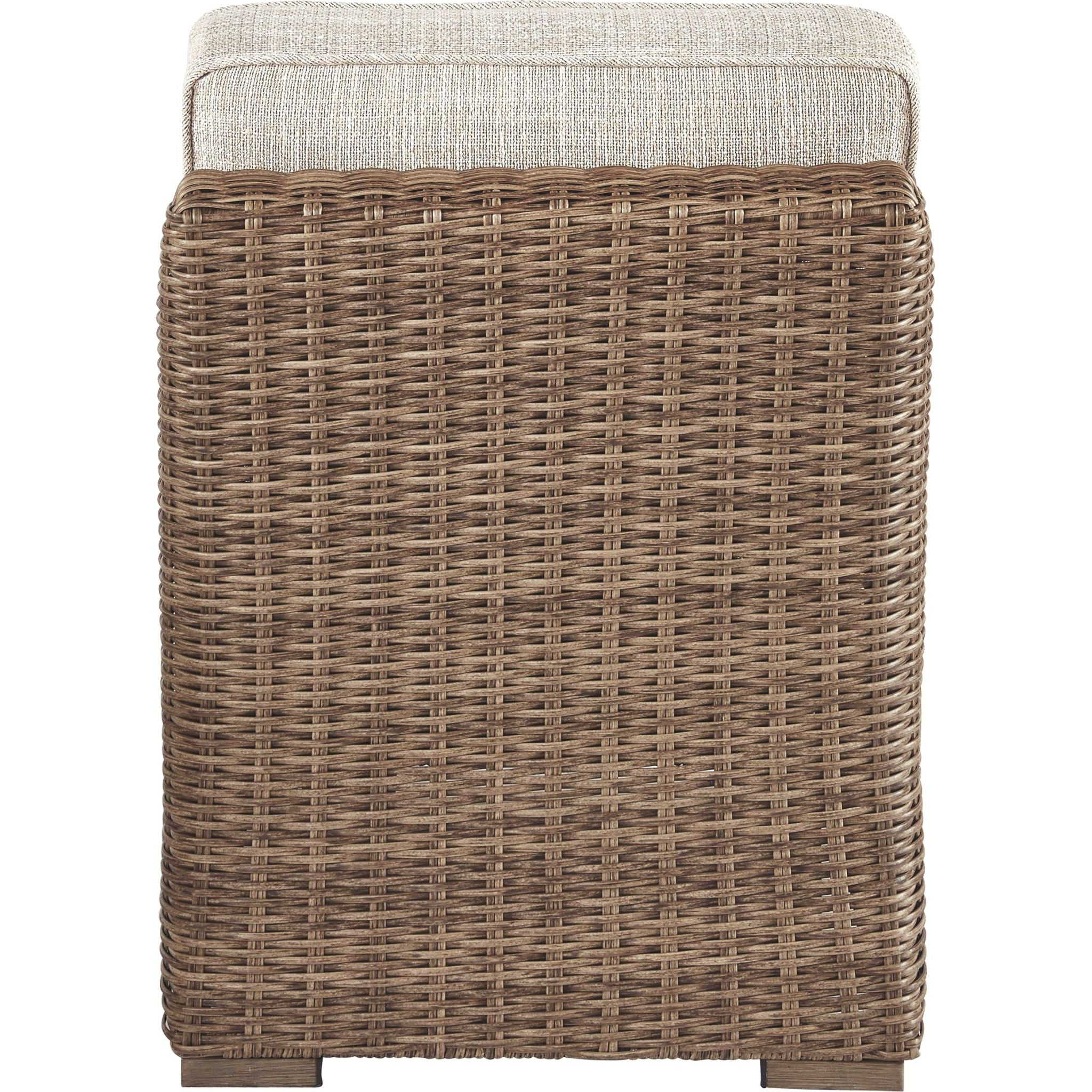 Beachcroft Outdoor Armless Chair with Cushion - White/Beige - Perfect for Patio, Poolside & Garden Relaxation
