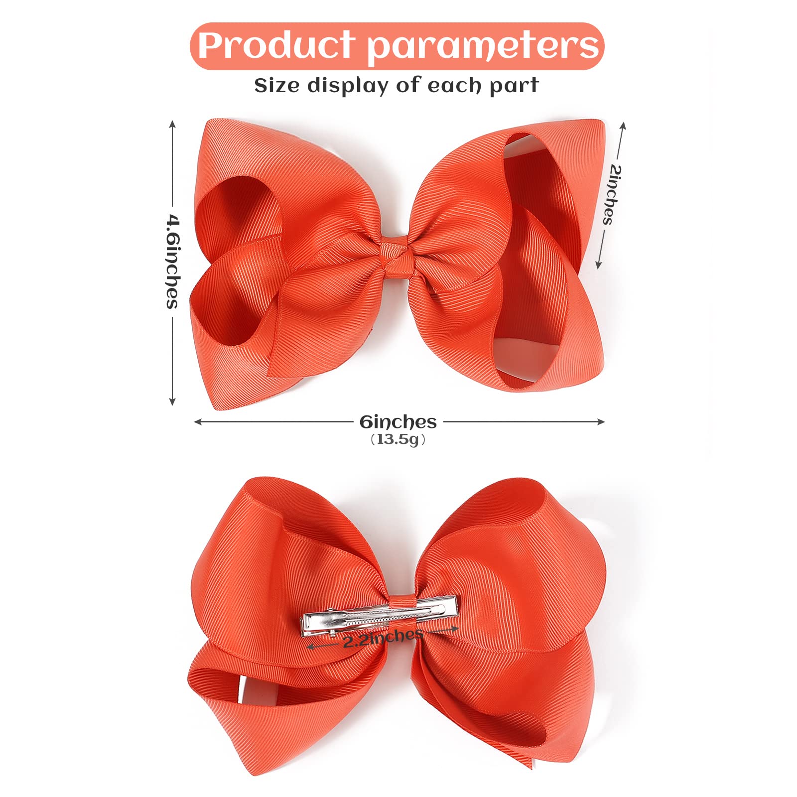 30PCS 6 Inch Big Hair Bows for Girls - Grosgrain Ribbon Toddler Hair Accessories with Alligator Clips - Perfect for Baby, Kids & Teens - Great for Parties, School, Holidays & Everyday Wear