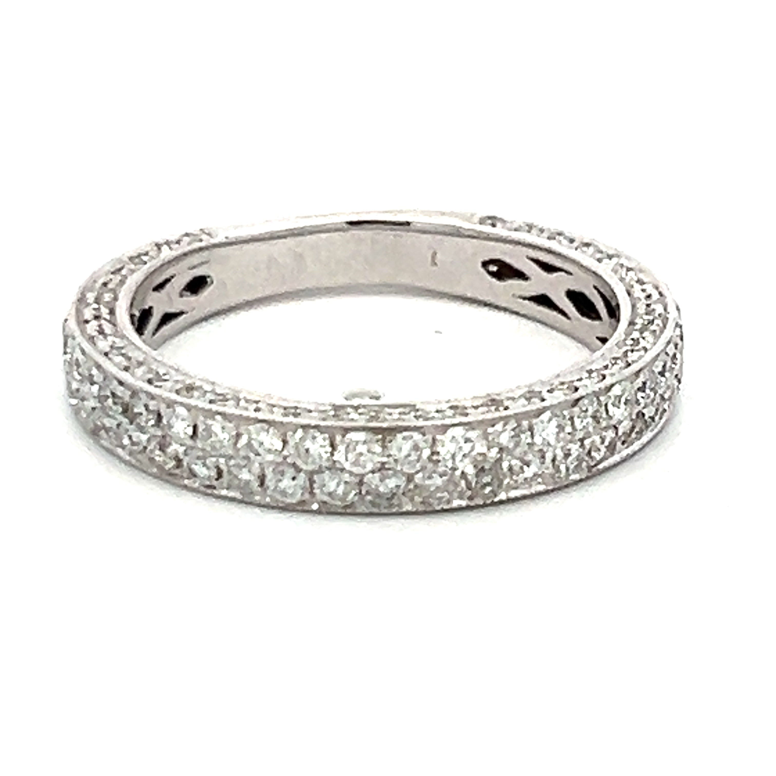 0.85 Carat Round Brilliant Diamond Platinum Wedding Band Ring for Women - Elegant Bridal Jewelry & Anniversary Gift for Her - Perfect for Engagement, Proposal and Special Occasions