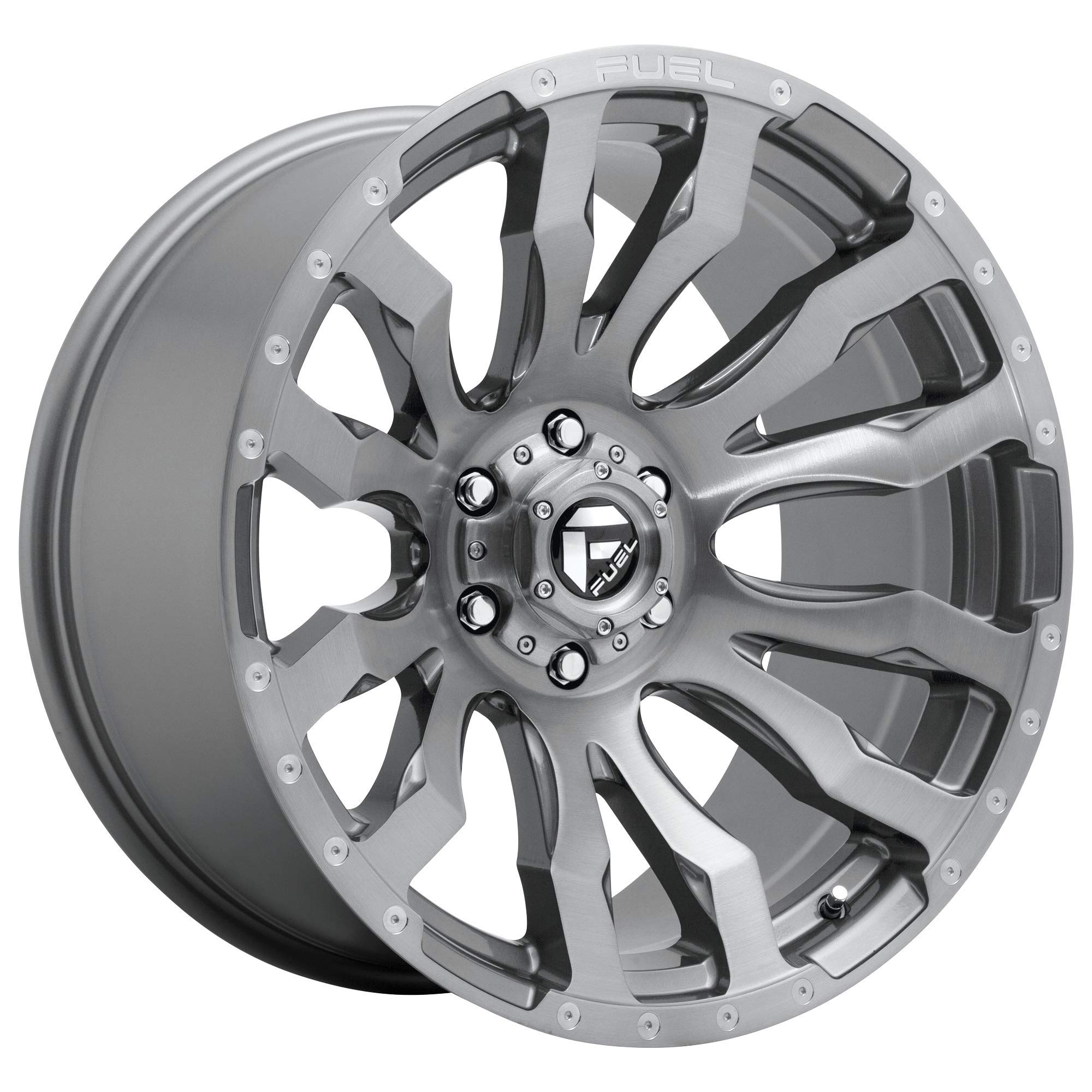 FUEL 1PC BLITZ Platinum Brushed Gun Metal Tinted Clear Wheel 22x10 5x127.00 -18mm Offset - Perfect for Trucks, SUVs, and Off-Road Vehicles - Enhances Style and Performance