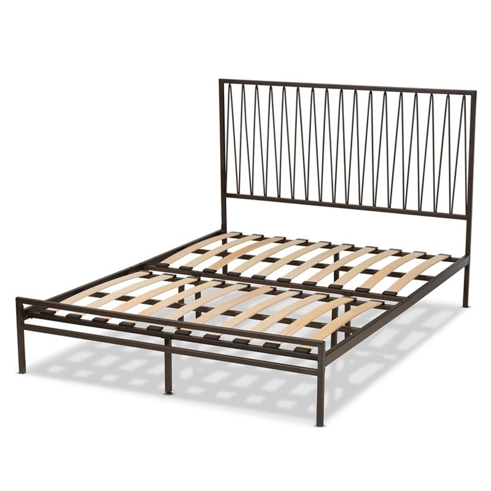 BOWERY HILL Modern Black Metal Full Size Platform Bed Frame - Sturdy & Stylish for Contemporary Bedrooms, Guest Rooms & Small Spaces