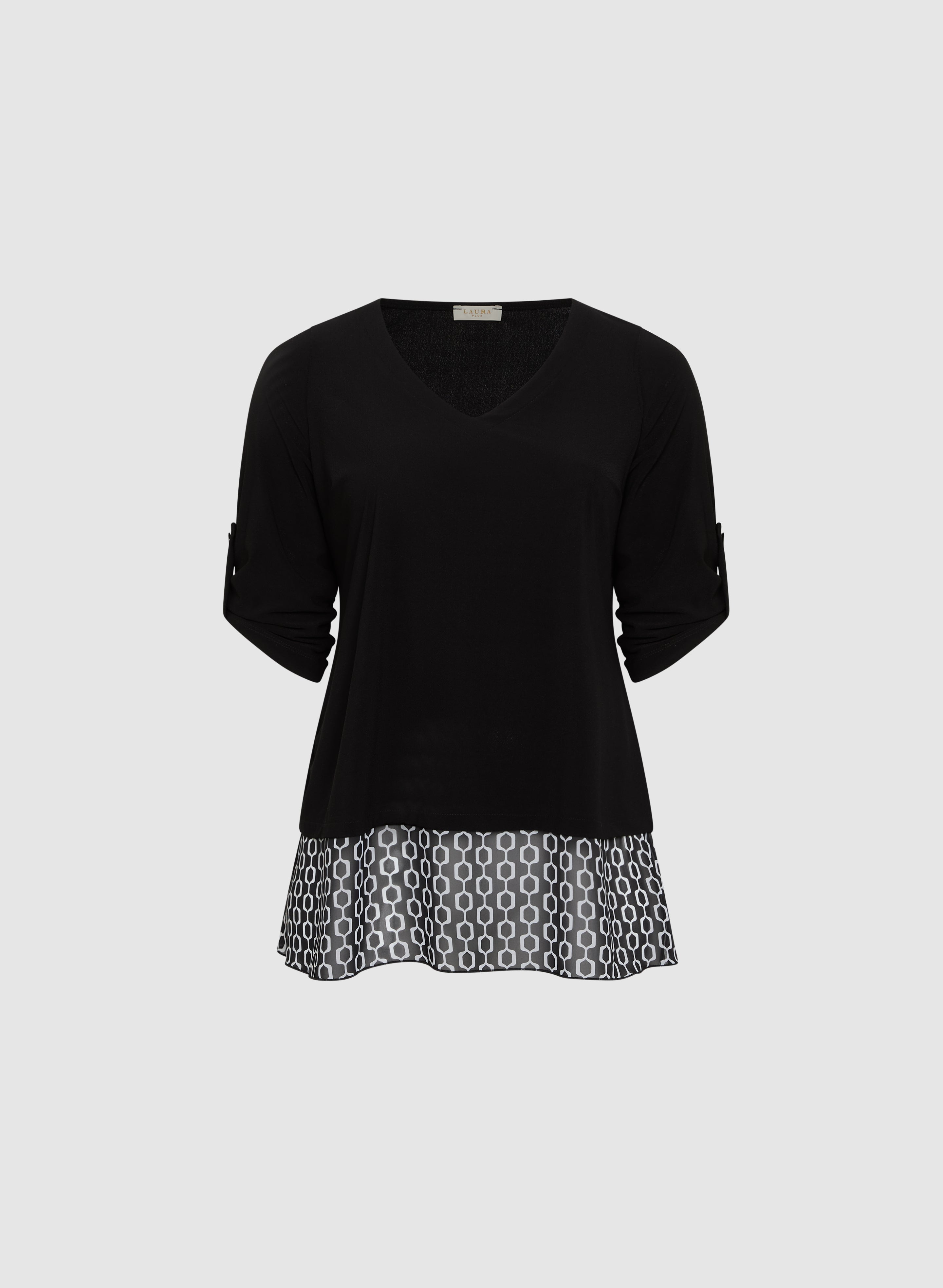 Elegant 3/4 Sleeve Crepe Blouse for Women - Comfortable & Stylish Office Wear & Casual Outfits