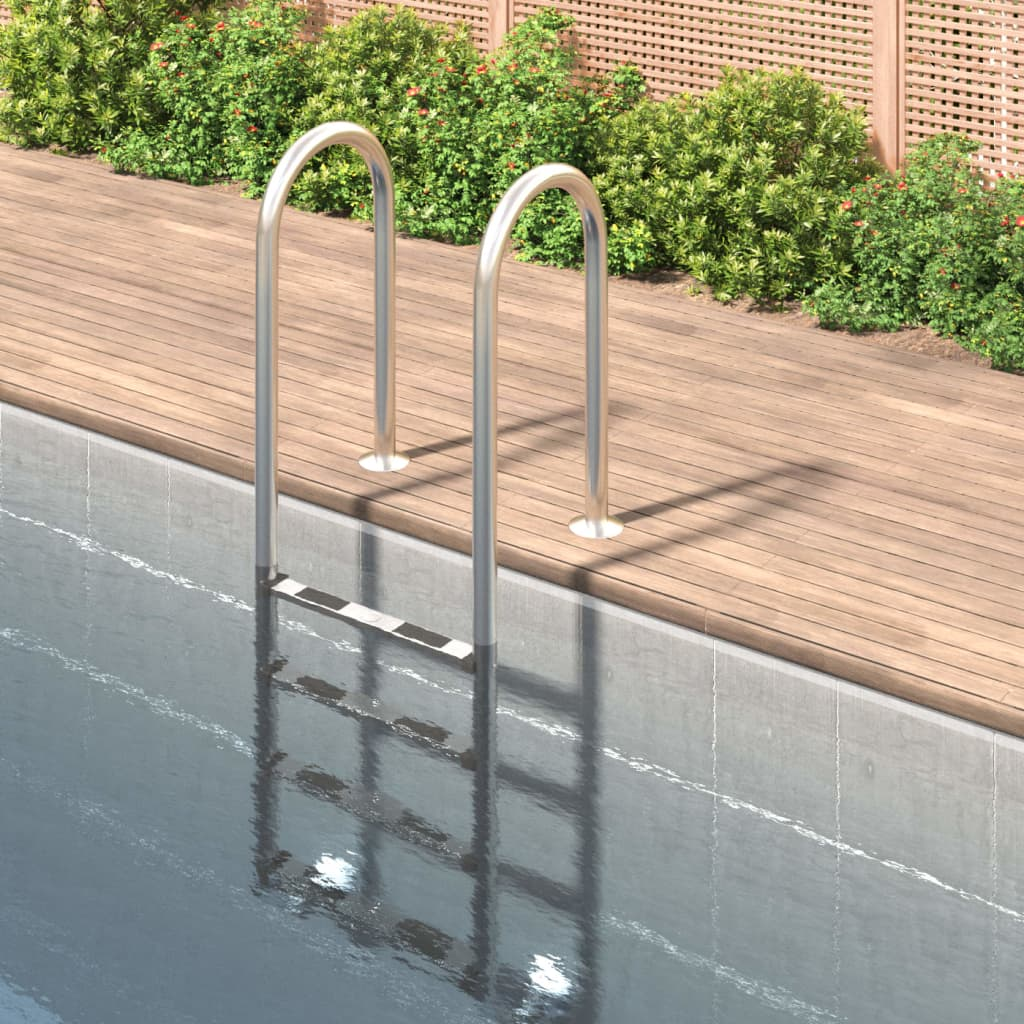 vidaXL Stainless Steel Pool Ladder 54x38x184.5 cm - 304 Grade Rust-Resistant Swimming Pool Access Ladder for Inground & Above Ground Pools - Heavy Duty Safety Steps for Easy Entry & Exit