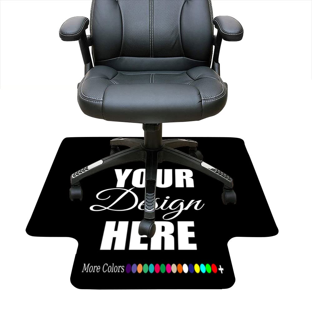 Custom Office Chair Mat for Hardwood & Tile Floors - Personalized Image/Text Desk Mat for Rolling Chairs & Computer Desks - 36