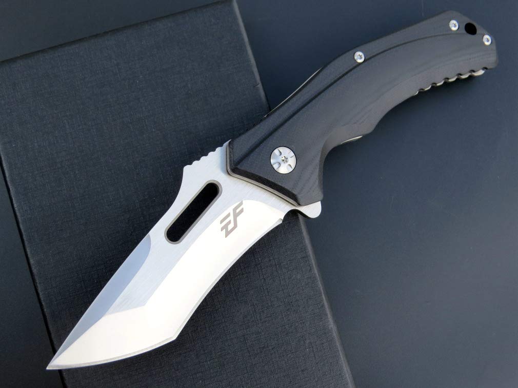 Eafengrow EF908 Tactical Folding Pocket Knife - D2 Steel Blade with Titanium Coating, G10 Handle, Liner Lock & Pocket Clip - Perfect for Camping, Survival, Hiking & Outdoor Adventures (Black)