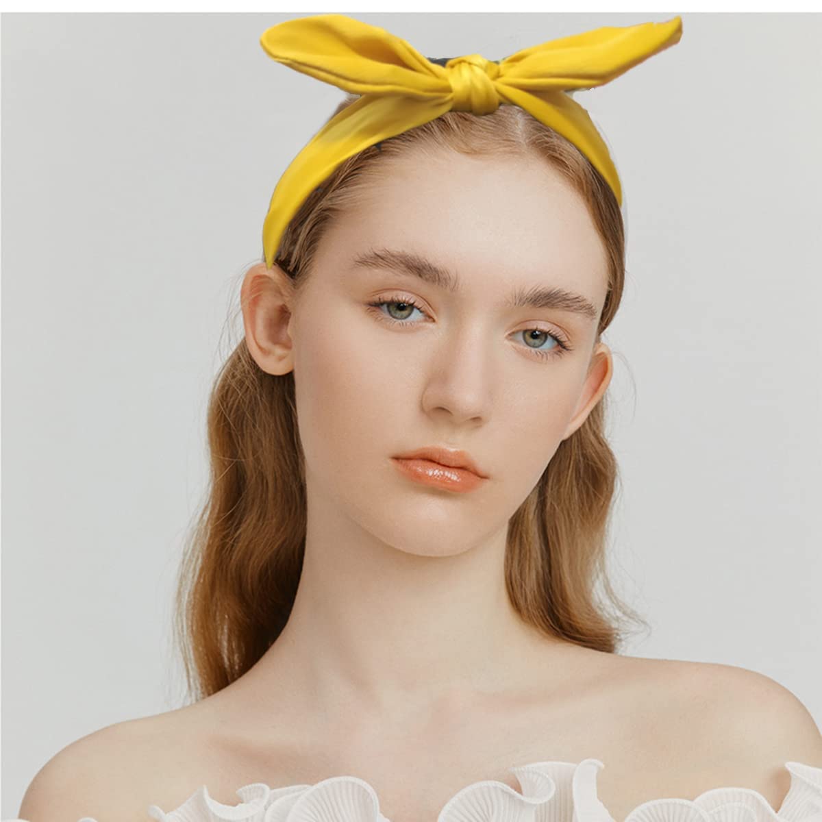 6 Pack Knotted Bow Headbands for Women - Wired Rabbit Ears Hair Accessories, Fashion Side Bow Headbands for Women & Girls | Perfect for Parties, Weddings, Daily Wear & Photo Shoots