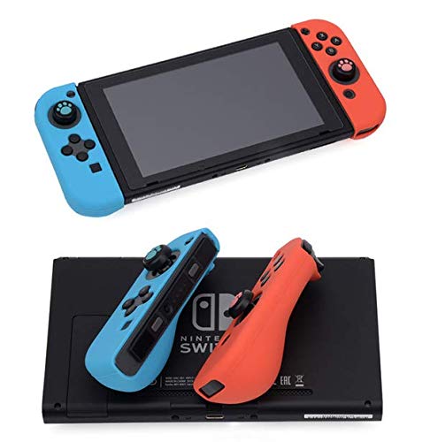 6-in-1 Thumb Grips Joystick Caps - Soft Silicone Protective Cover for Nintendo Switch Joy-Con Controllers (Black) - Improve Gaming Comfort & Grip for Long Play Sessions