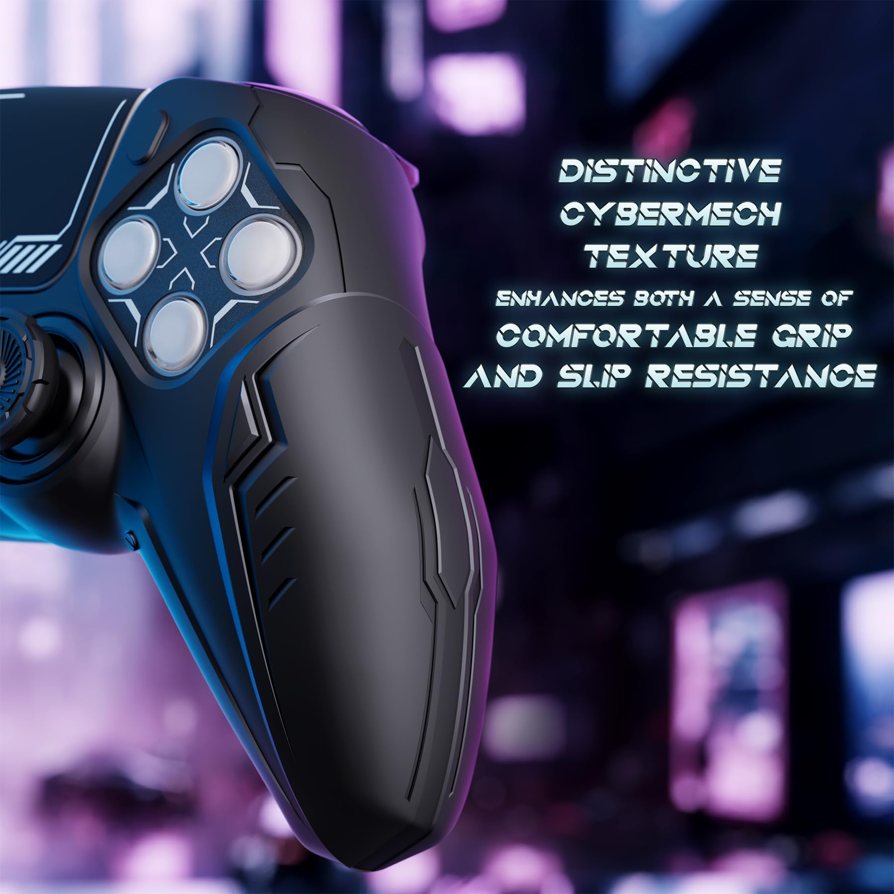 PlayVital PS5 Controller Cover - Anti-Slip Silicone Grip with Thumbstick Caps & Touchpad Protector, Compatible with Charging Dock for Gaming Comfort